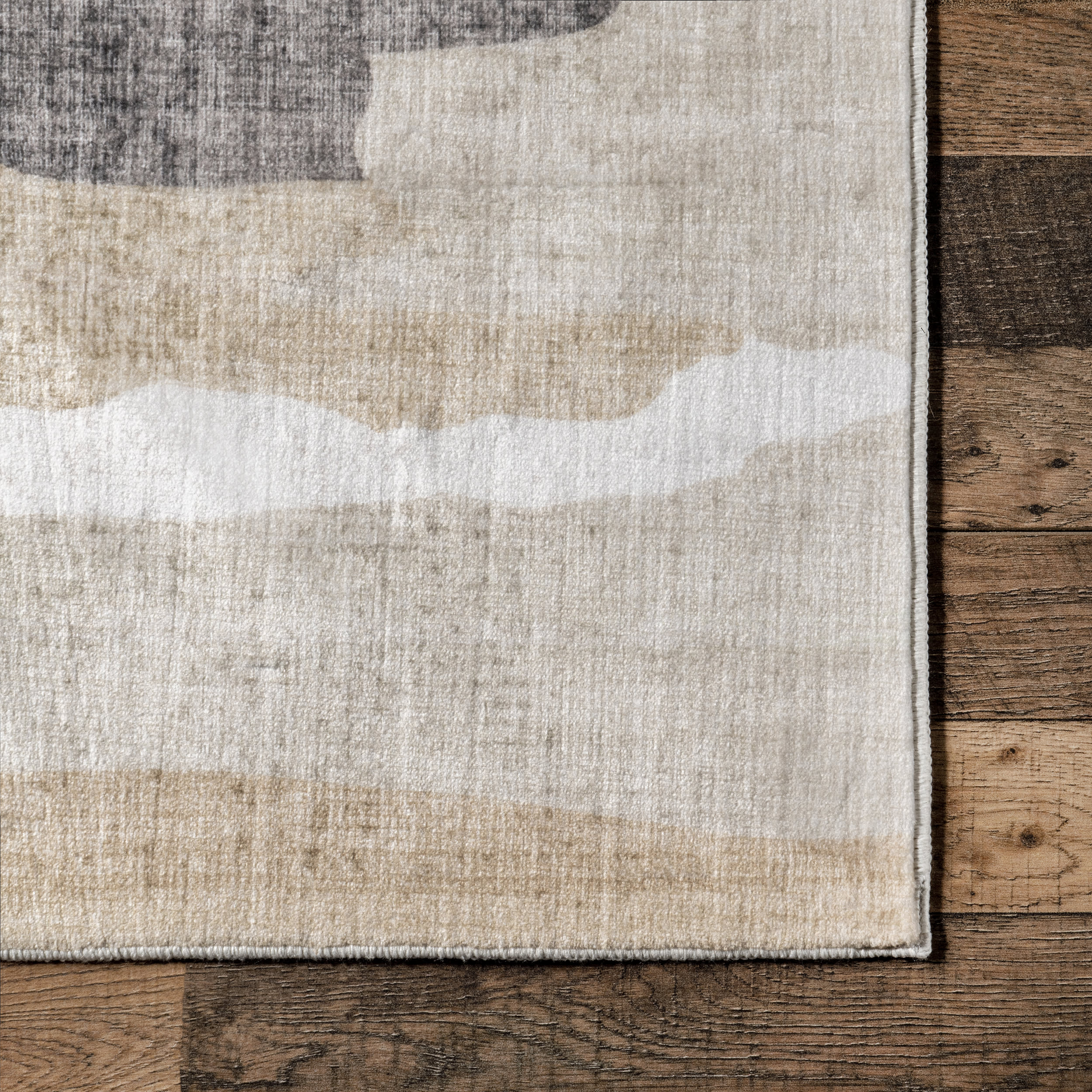 Kailee Watercolor Strokes Washable Rug | Beige - Image 3