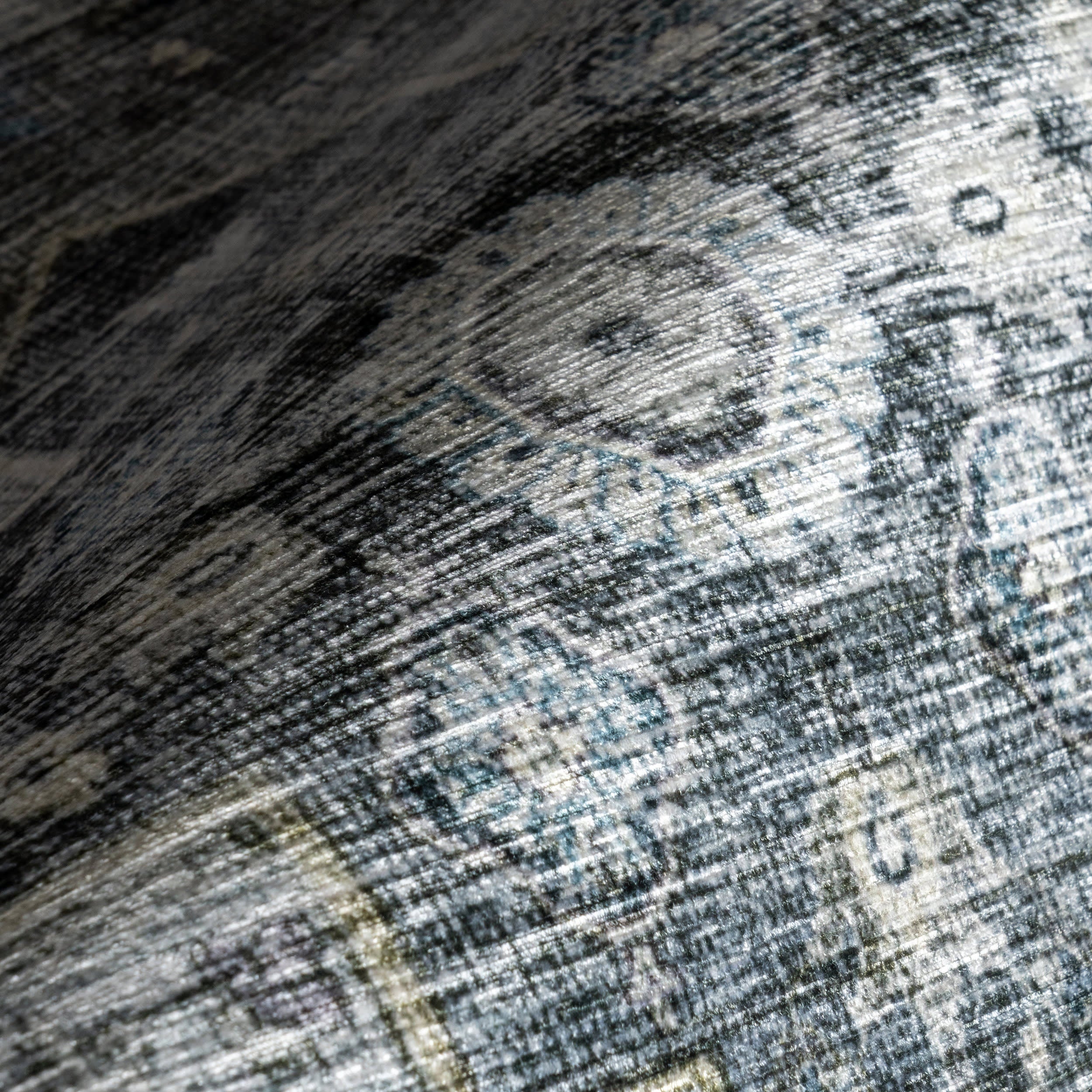 Kairi Medallion Spill Proof Washable Rug | Slate Blue - Image 3