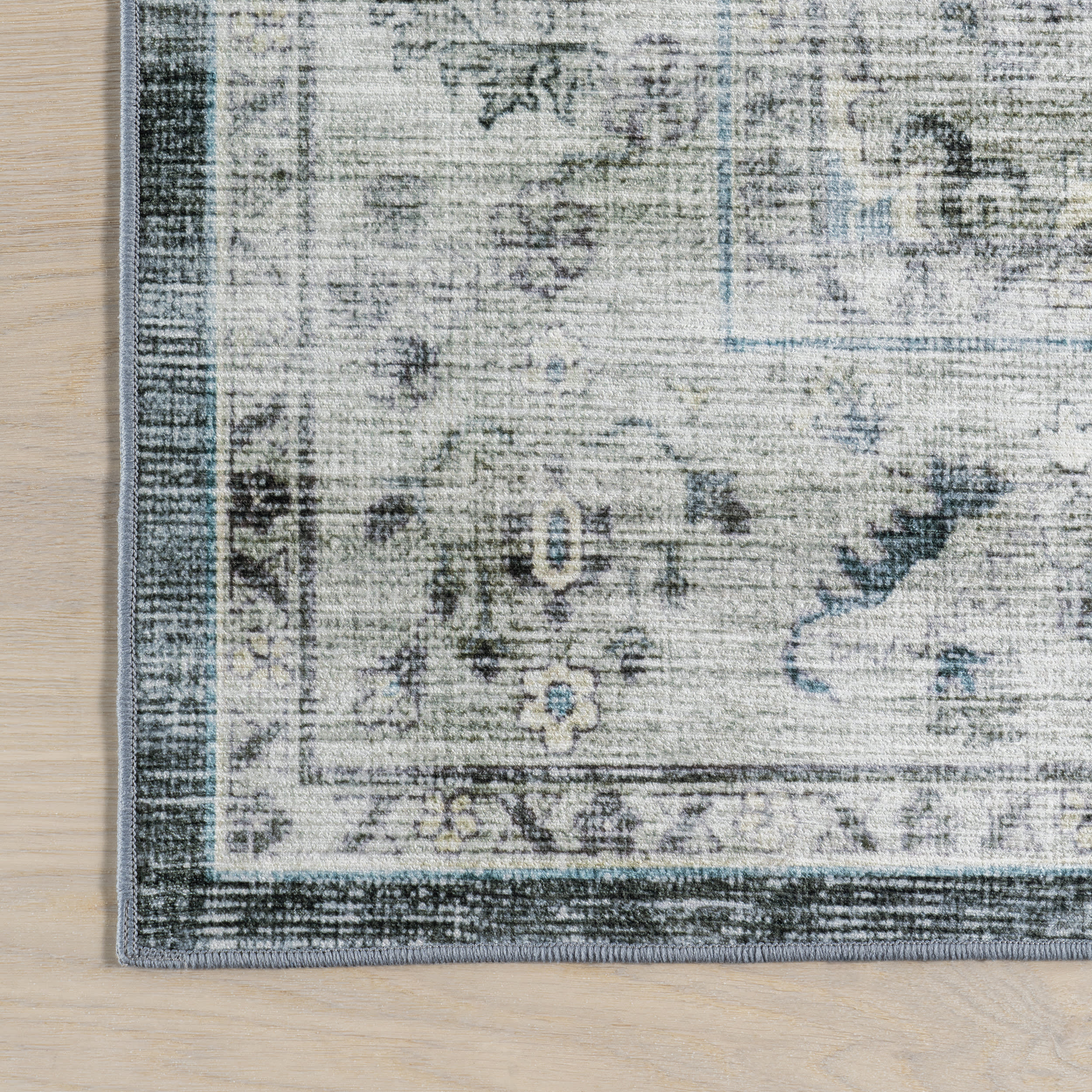 Kairi Medallion Spill Proof Washable Rug | Slate Blue - Image 4