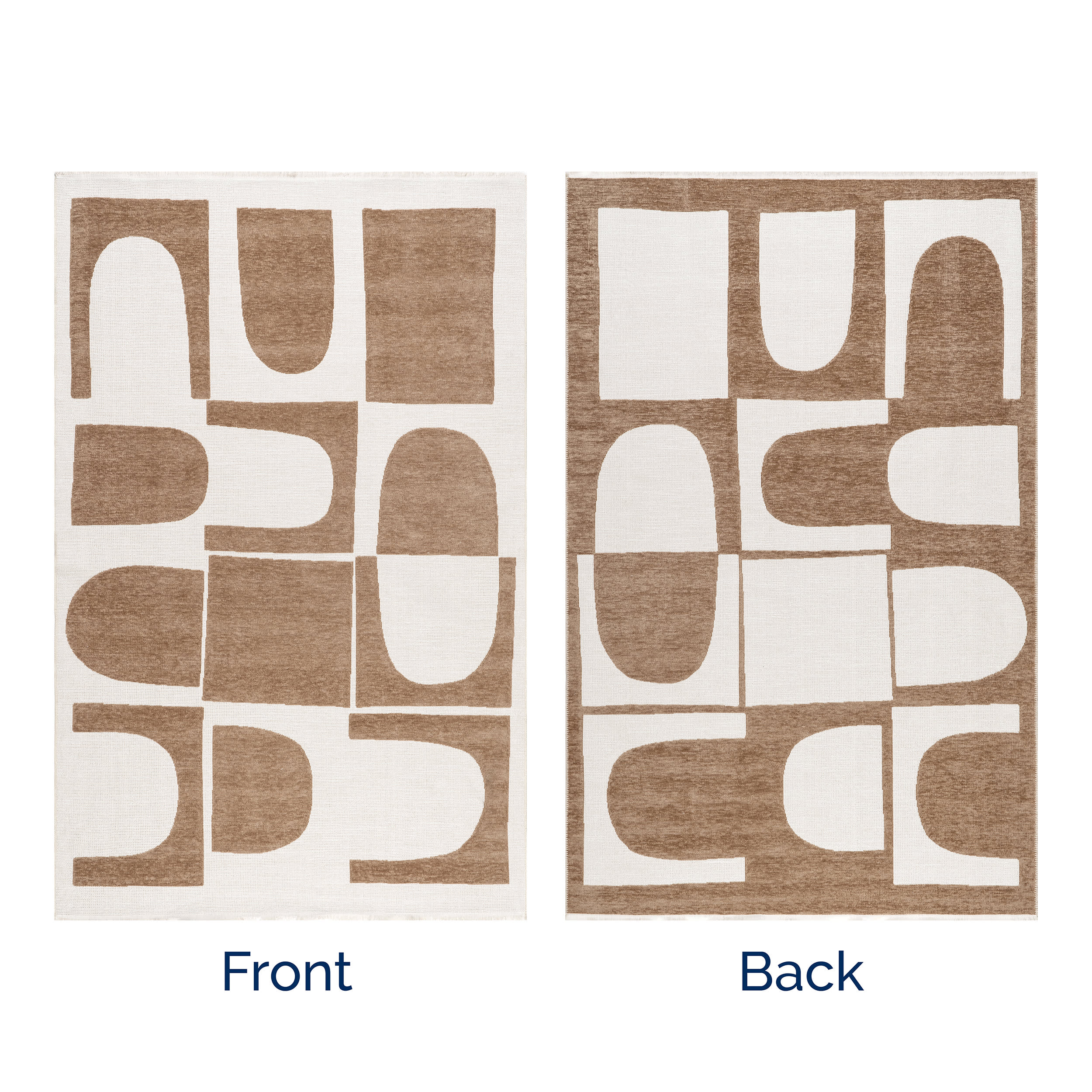 Kali Modern Geometric Reversible Washable Rug | Taupe - Image 11