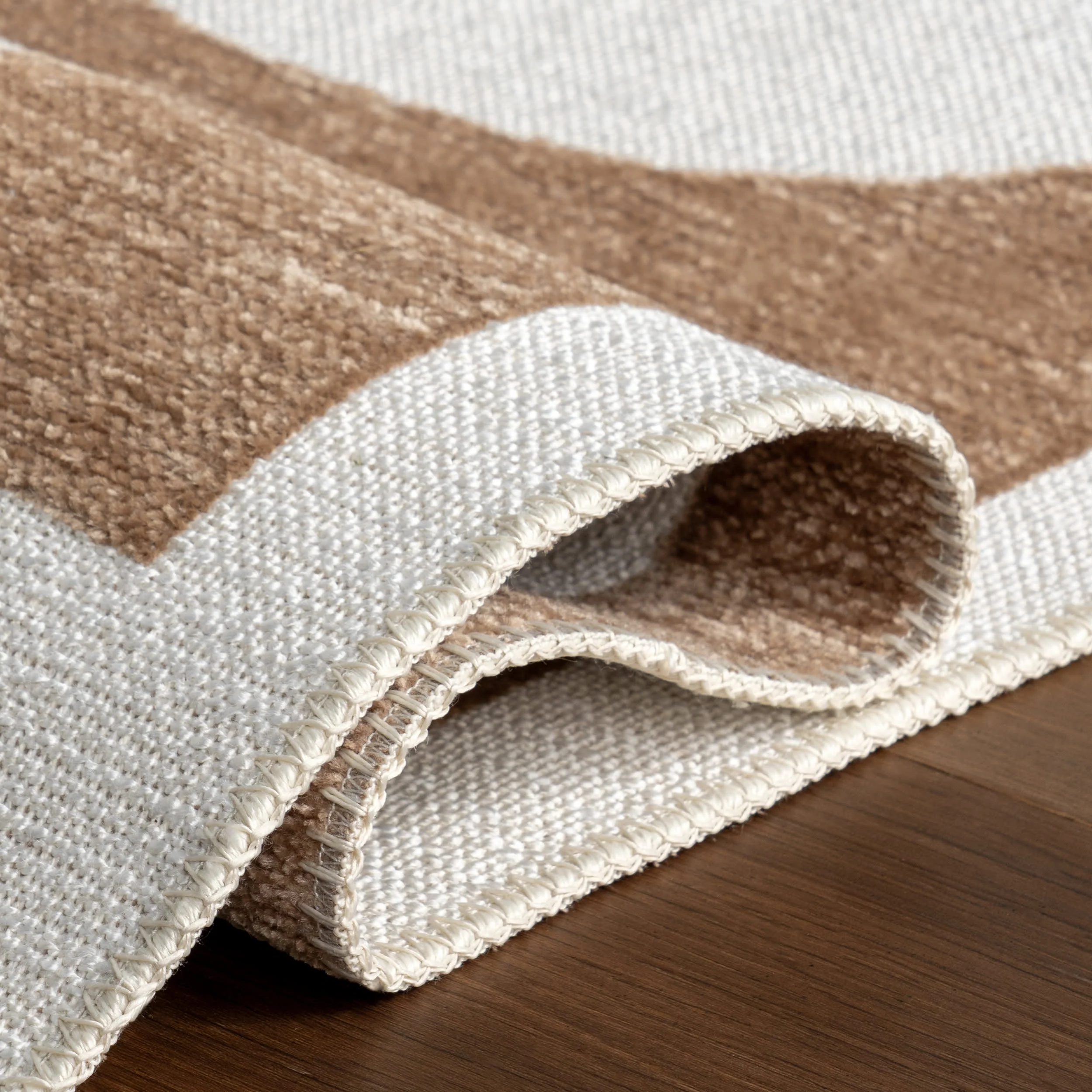 Kali Modern Geometric Reversible Washable Rug | Taupe - Image 12
