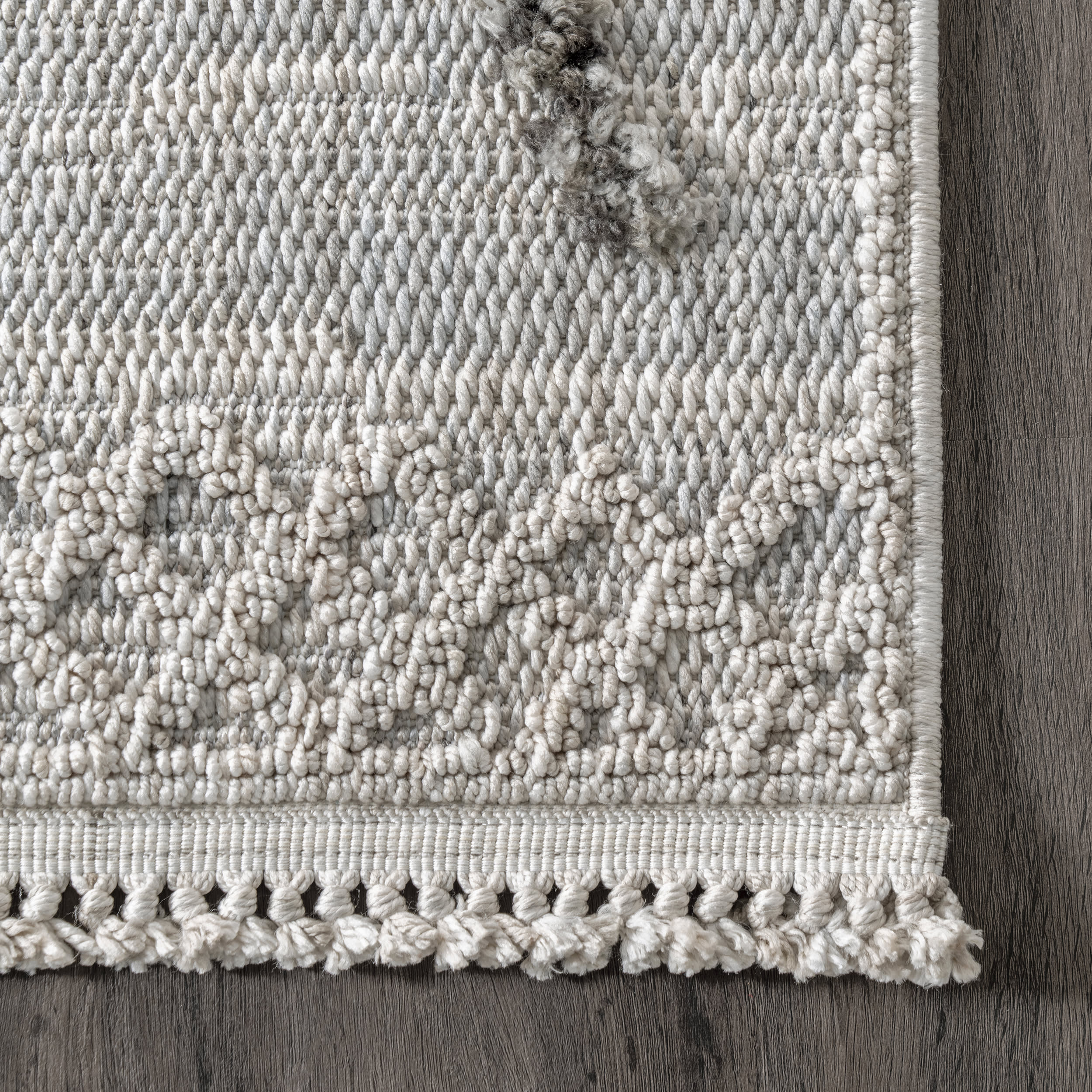 Kalinda Raised Diamond Rug | Light Grey - Image 3