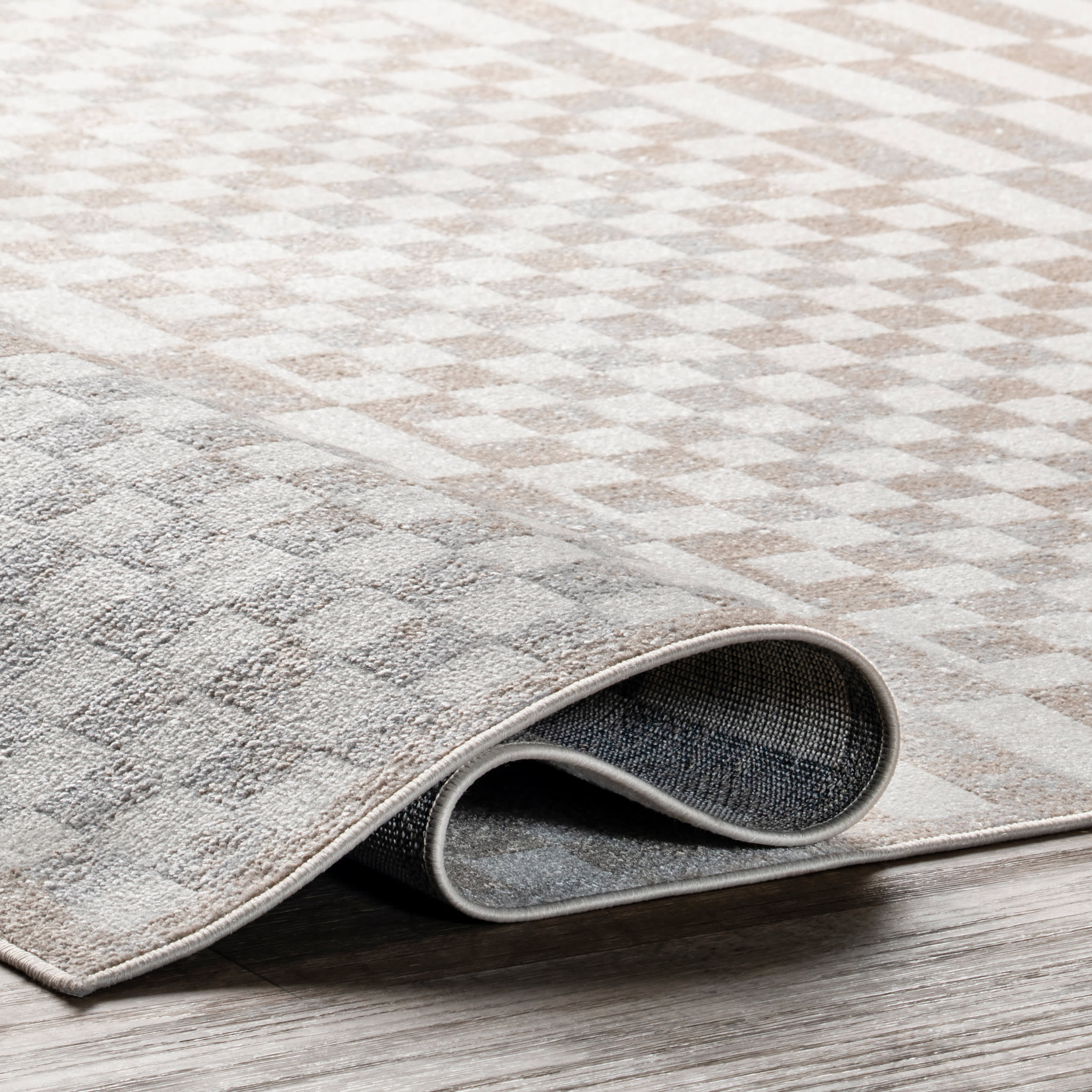 Kallie Washable Tiled Rug | Beige - Image 10