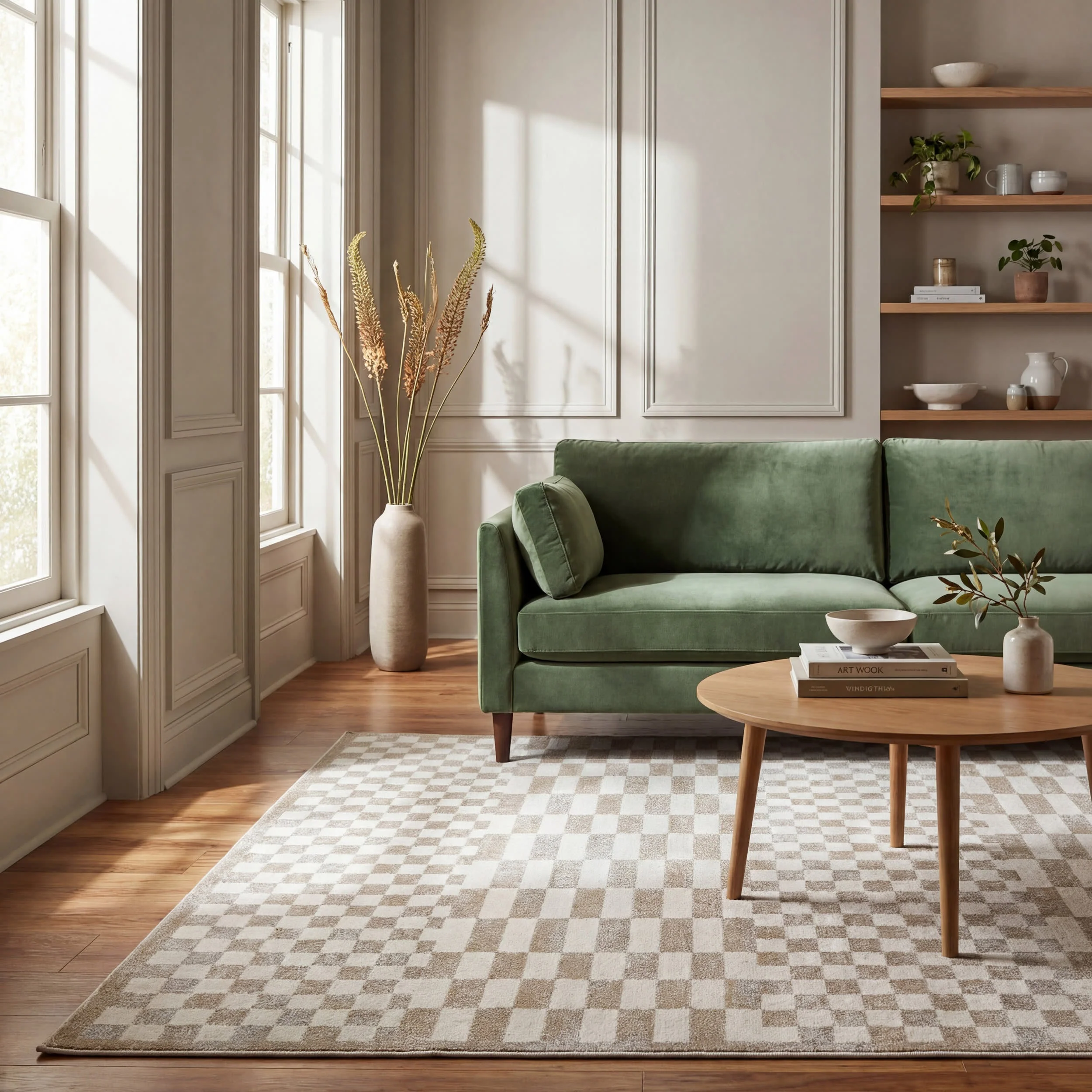 Kallie Washable Tiled Rug | Beige - Image 2