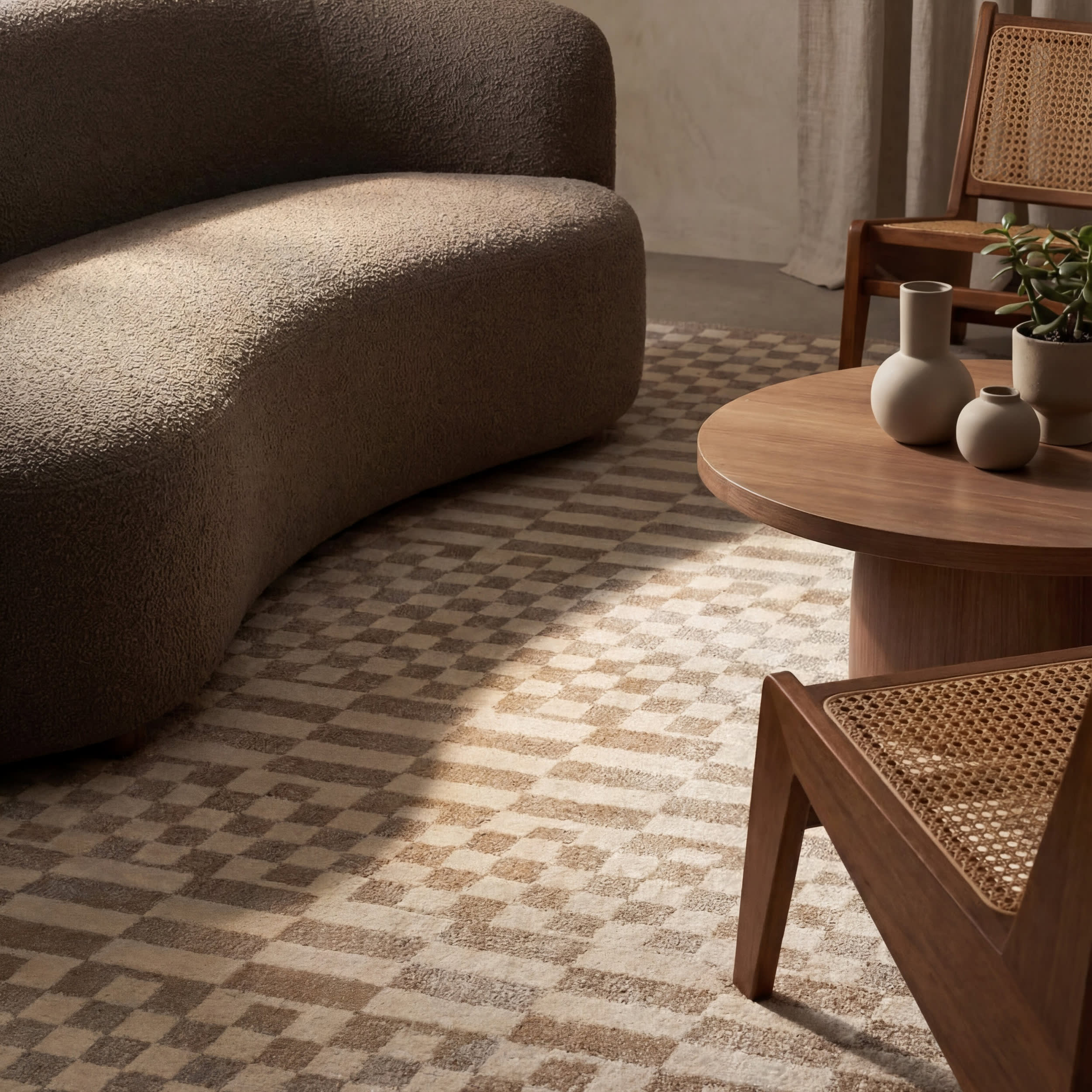 Kallie Washable Tiled Rug | Beige - Image 4