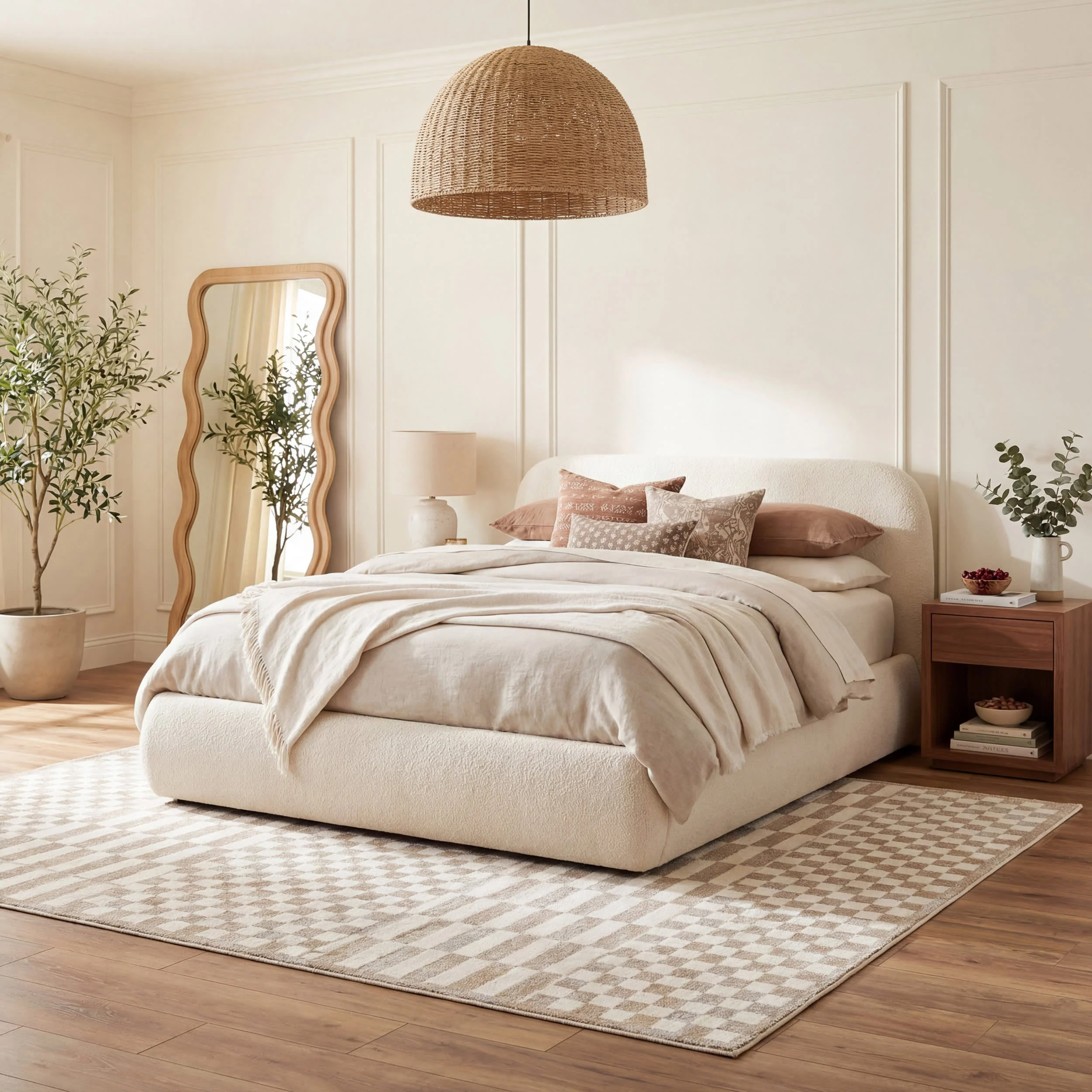 Kallie Washable Tiled Rug | Beige - Image 8