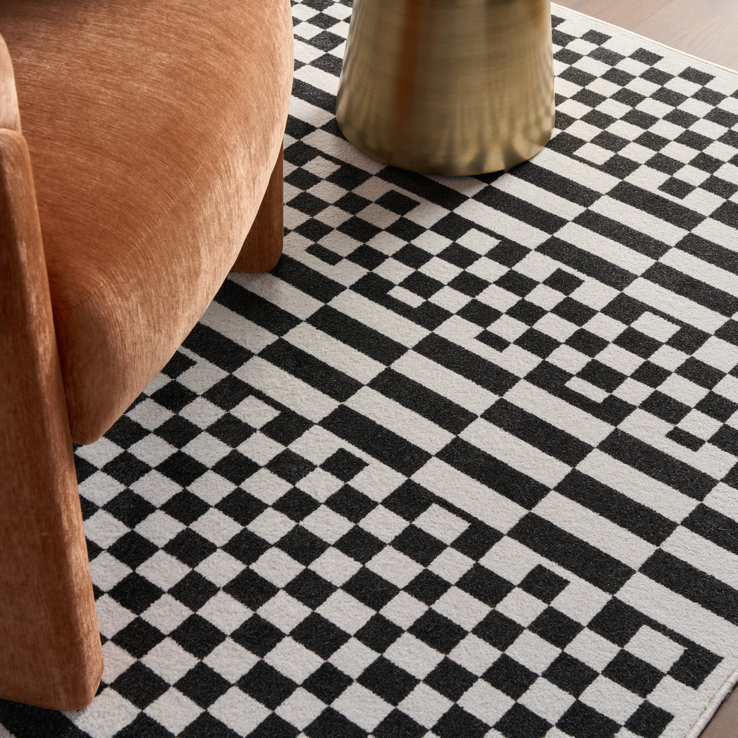 Kallie Washable Tiled Rug | Blue - Image 5