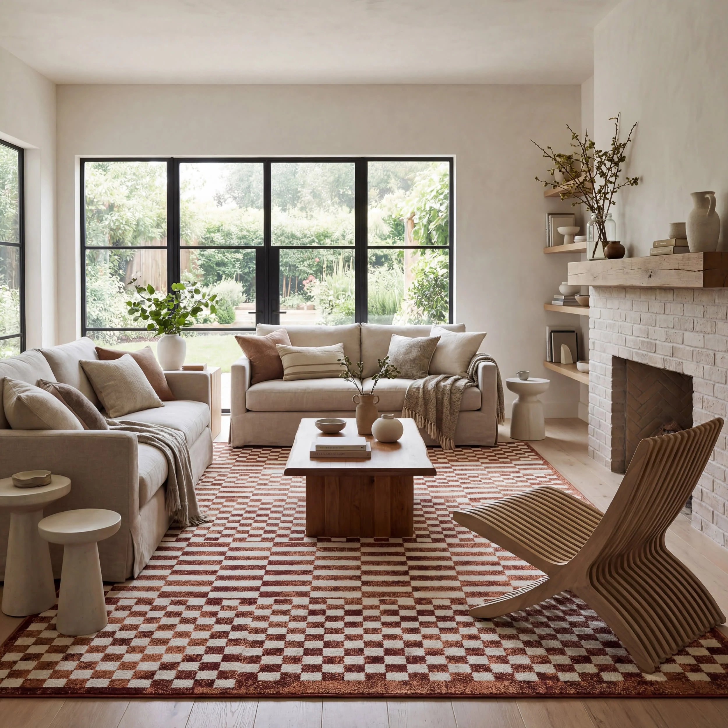 Kallie Washable Tiled Rug | Brick - Image 2