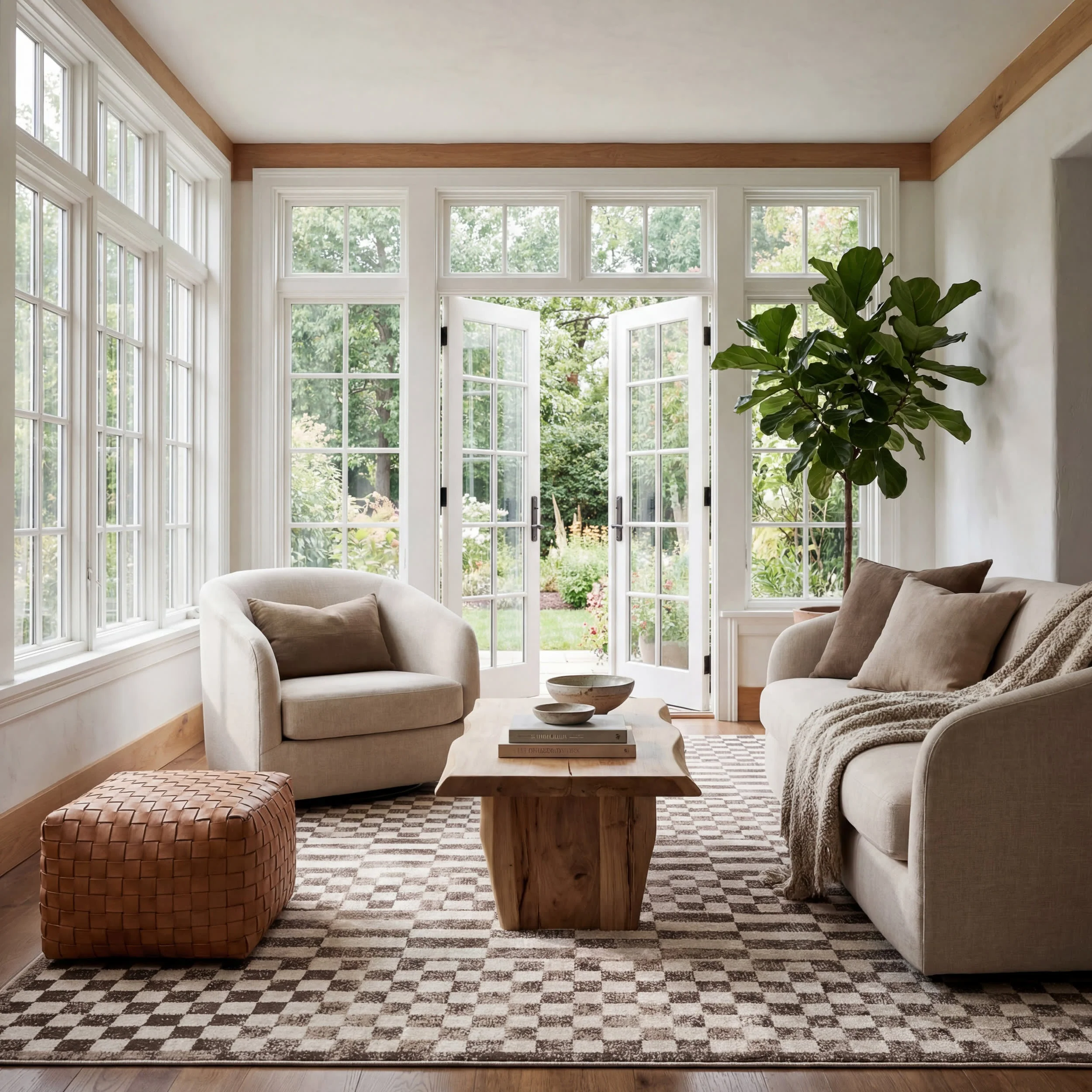Kallie Washable Tiled Rug | Brown - Image 2