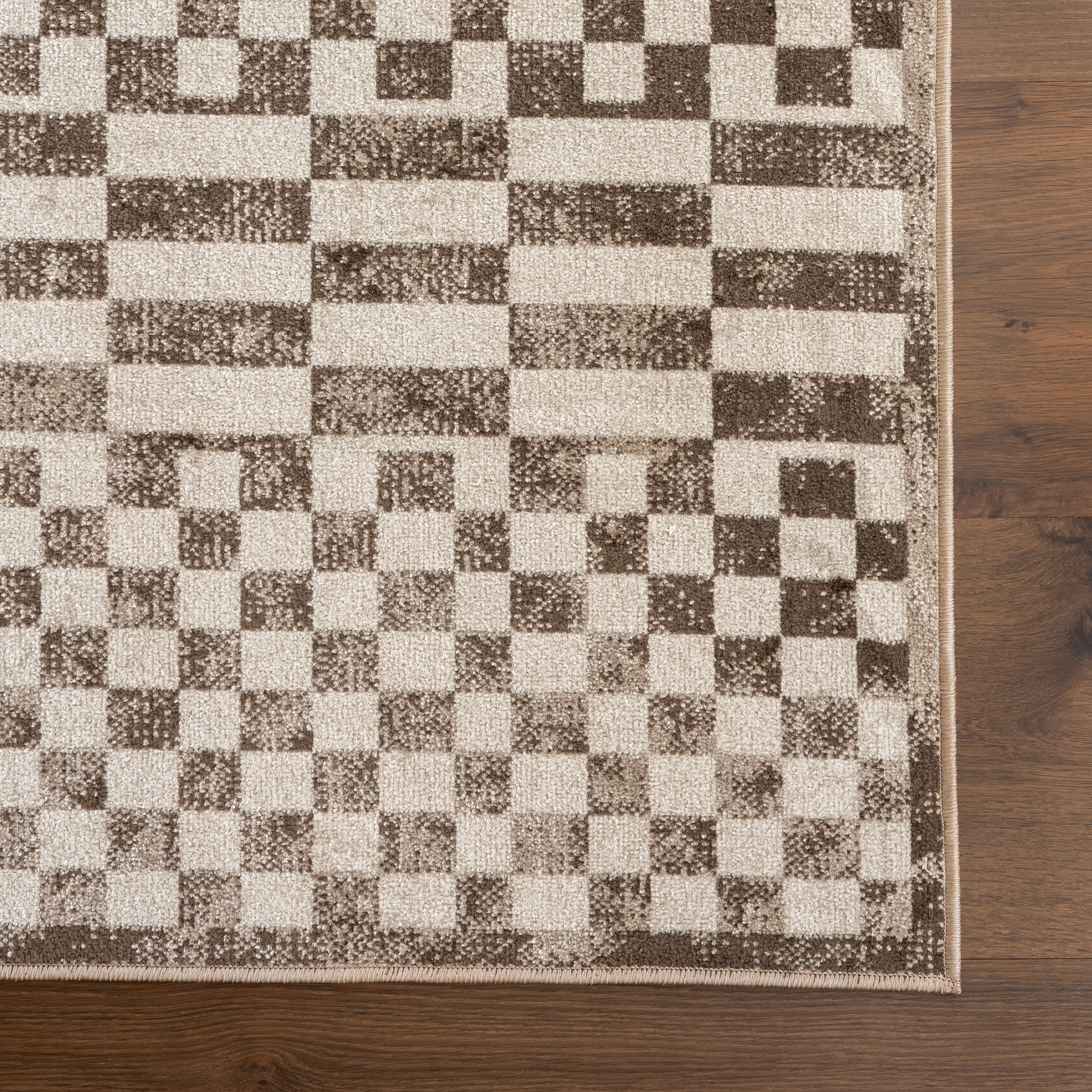 Kallie Washable Tiled Rug | Brown - Image 4
