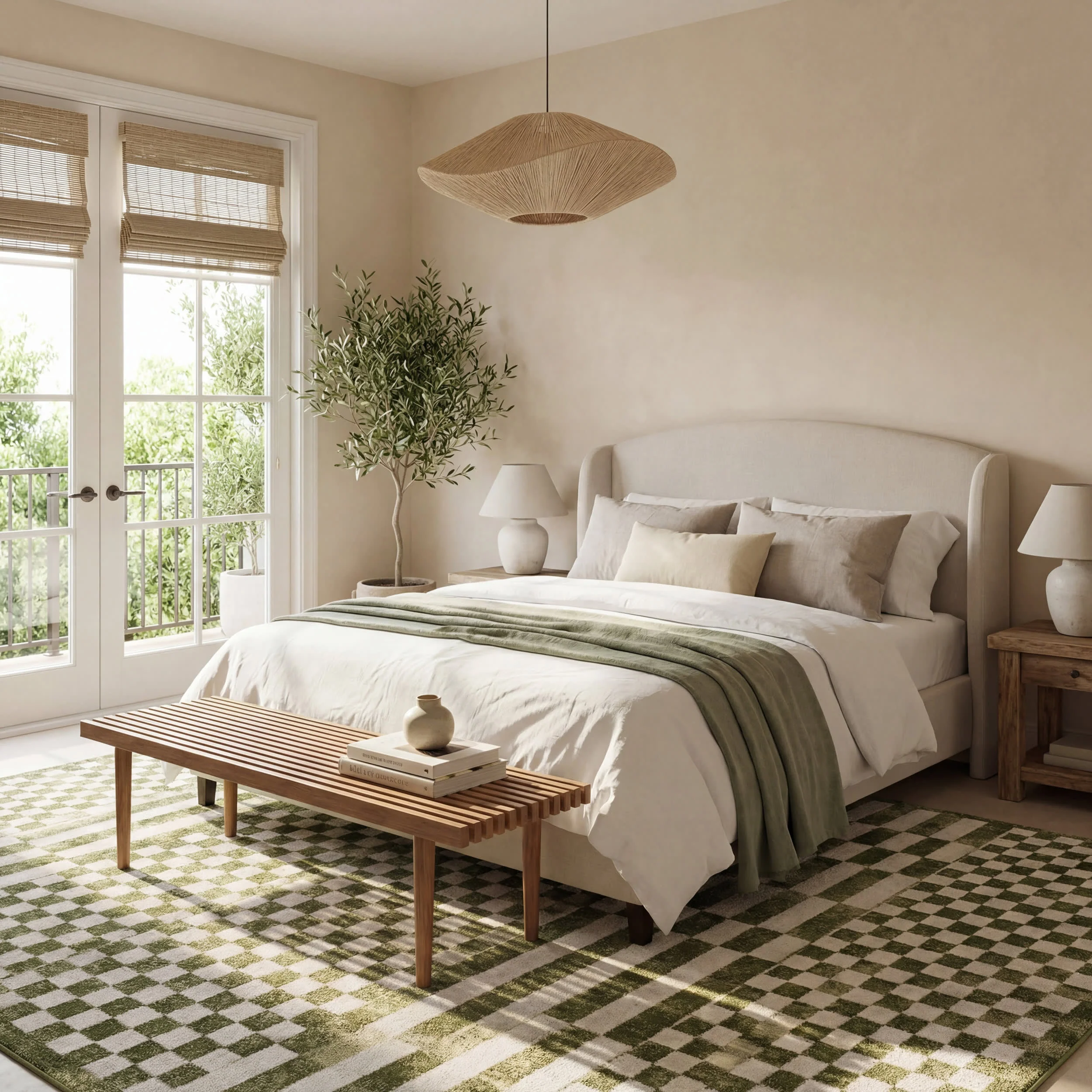 Kallie Washable Tiled Rug | Green - Image 10