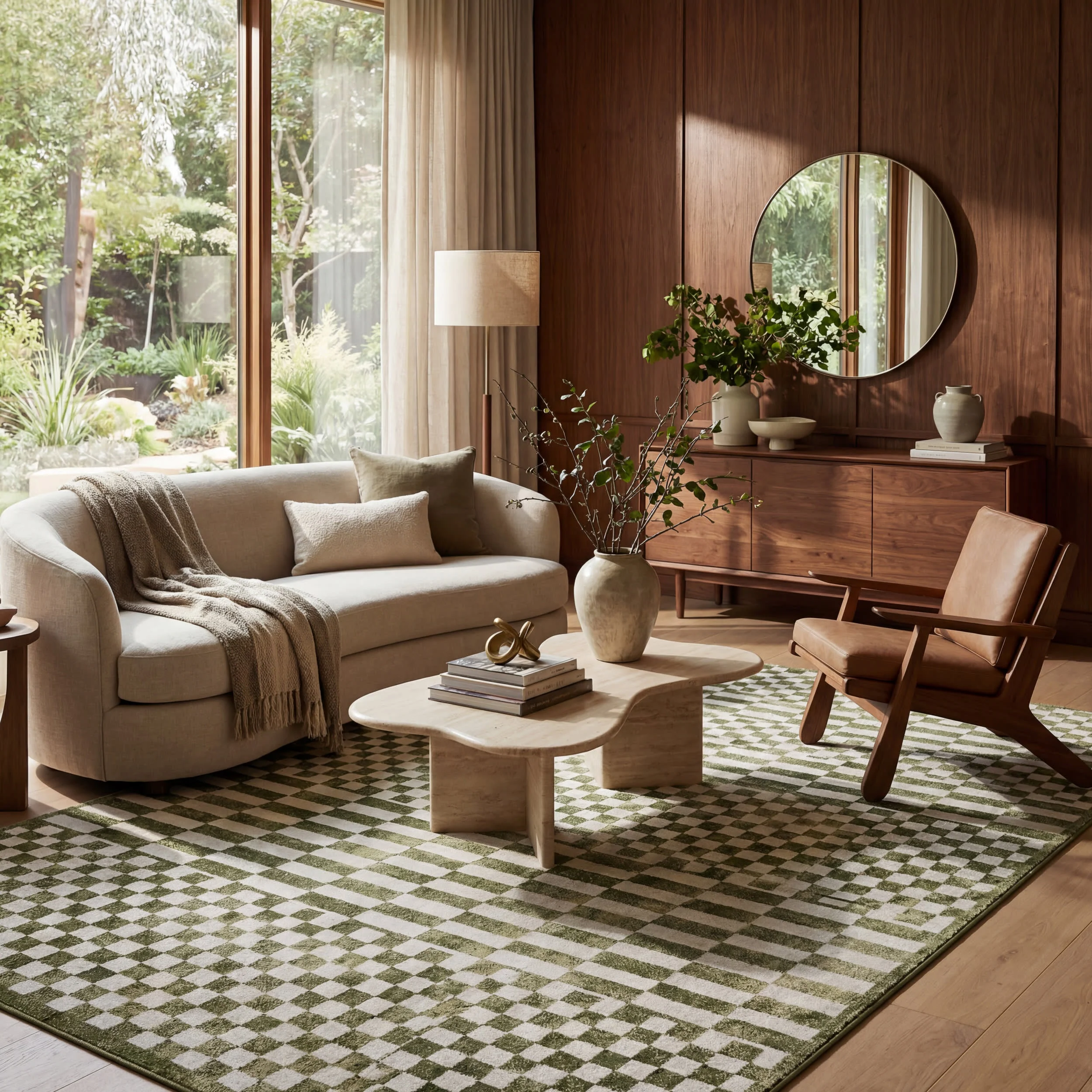Kallie Washable Tiled Rug | Green - Image 2