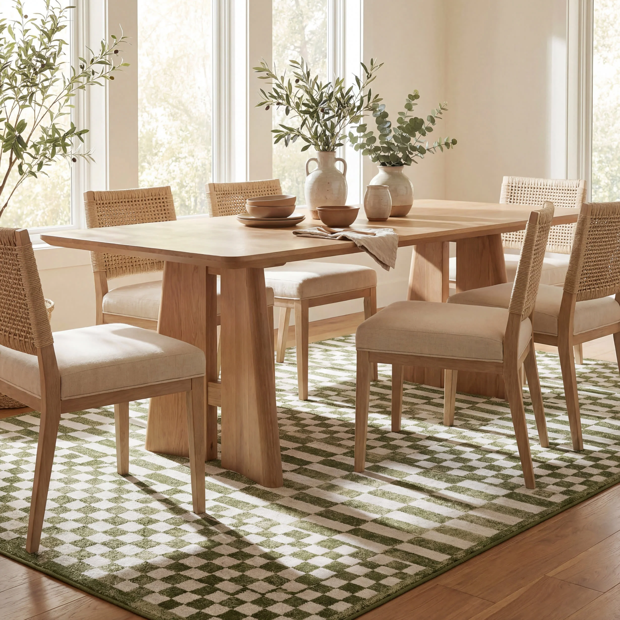 Kallie Washable Tiled Rug | Green - Image 7