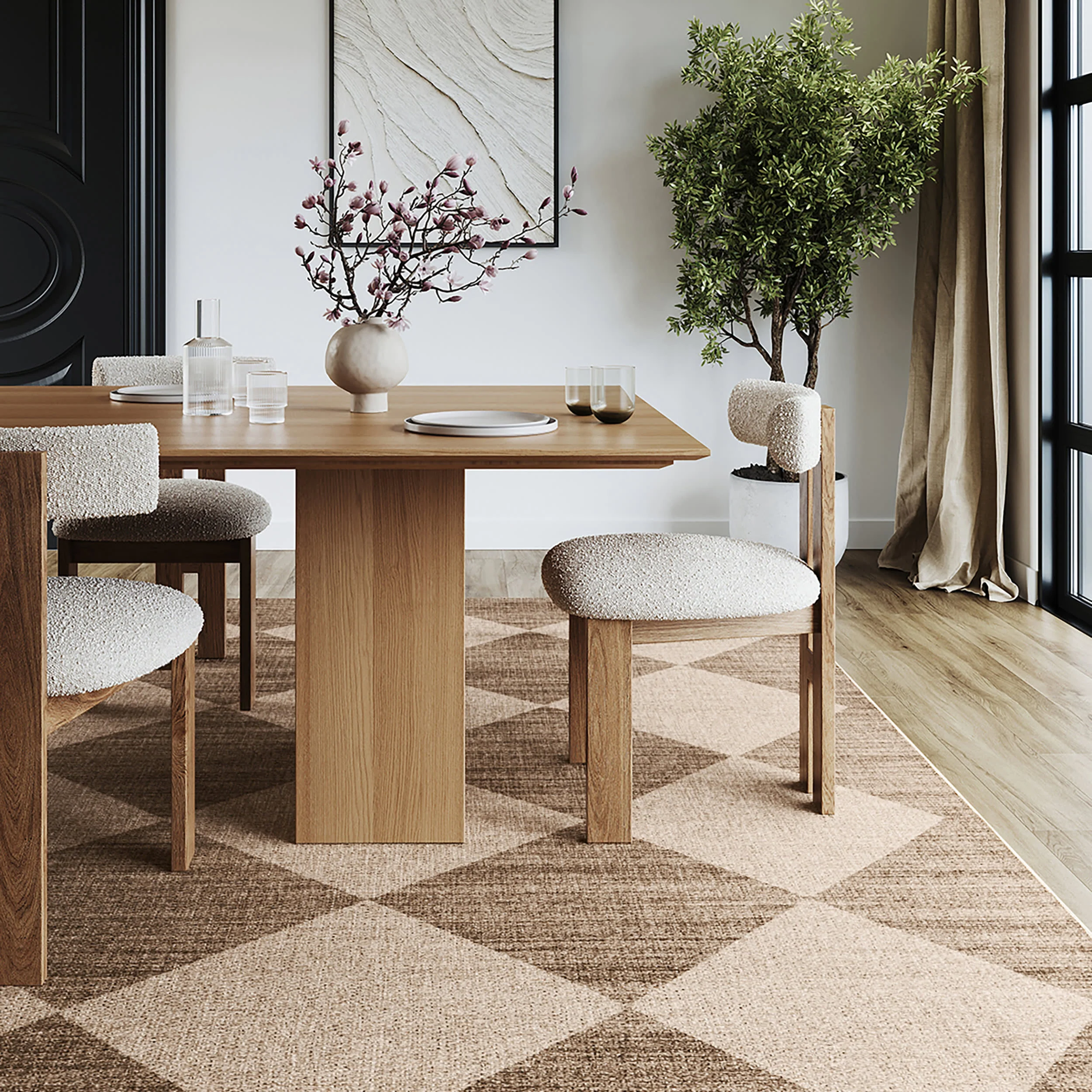 Kamilah Easy-Jute Washable Checkered Rug | Natural - Image 2