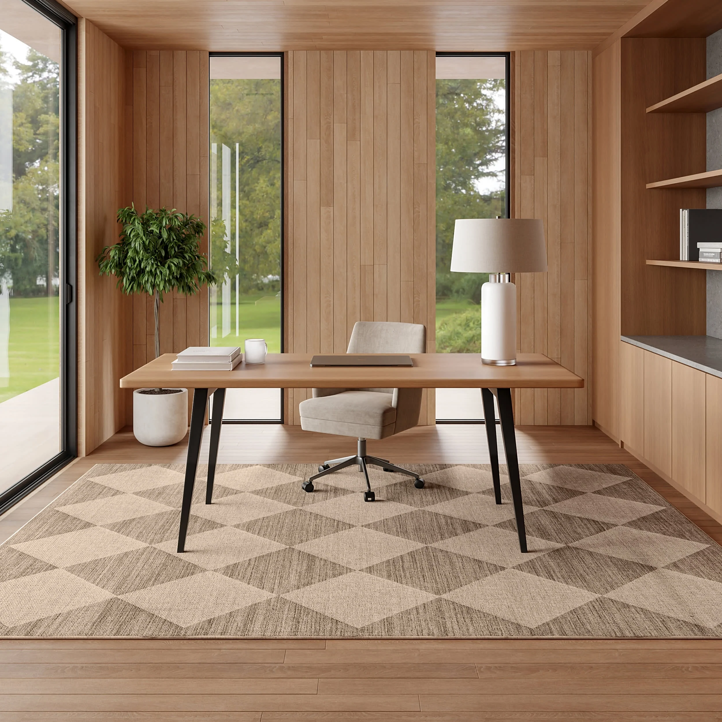 Kamilah Easy-Jute Washable Checkered Rug | Natural - Image 5