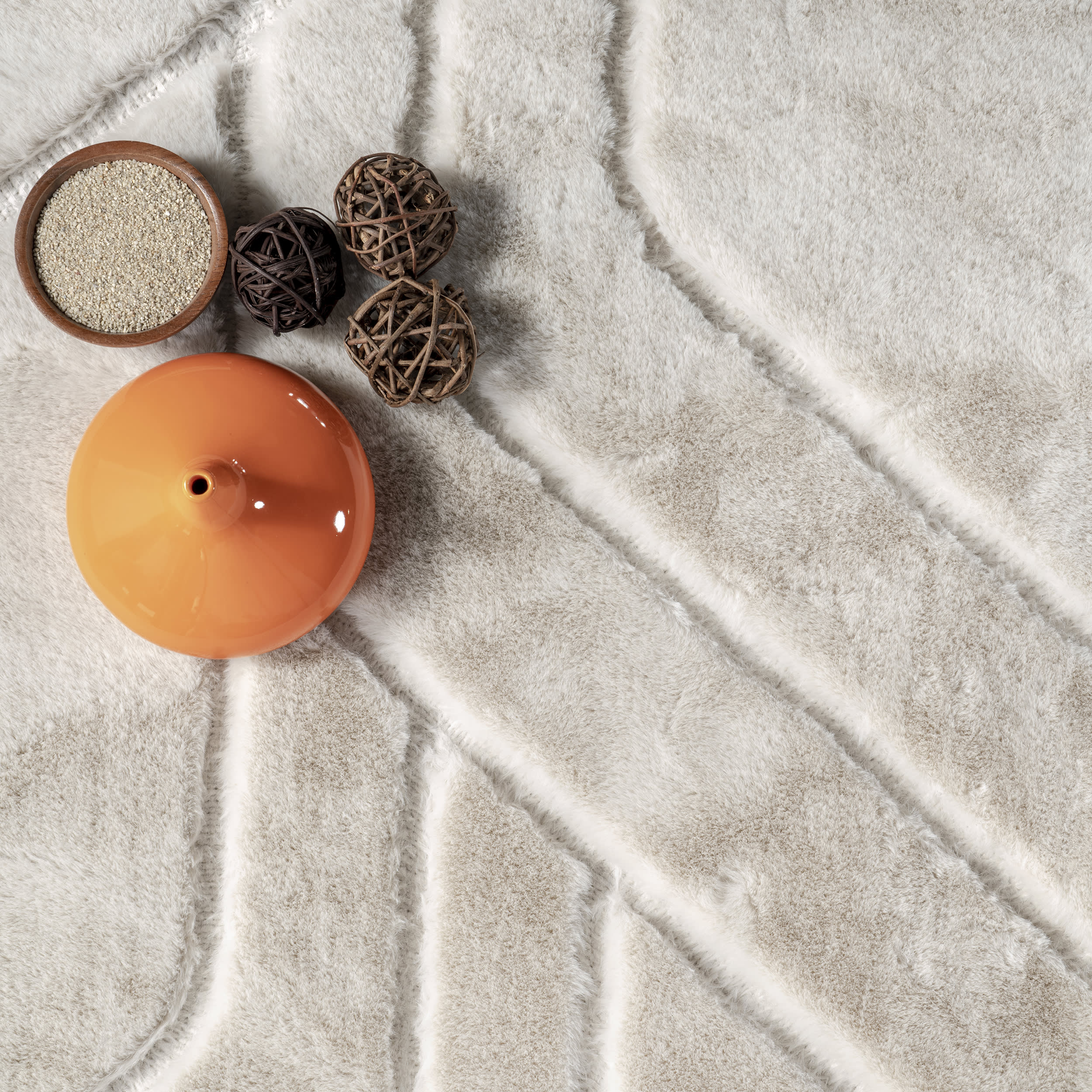 Karalee Geometric Plush Cloud Washable Rug | White - Image 7