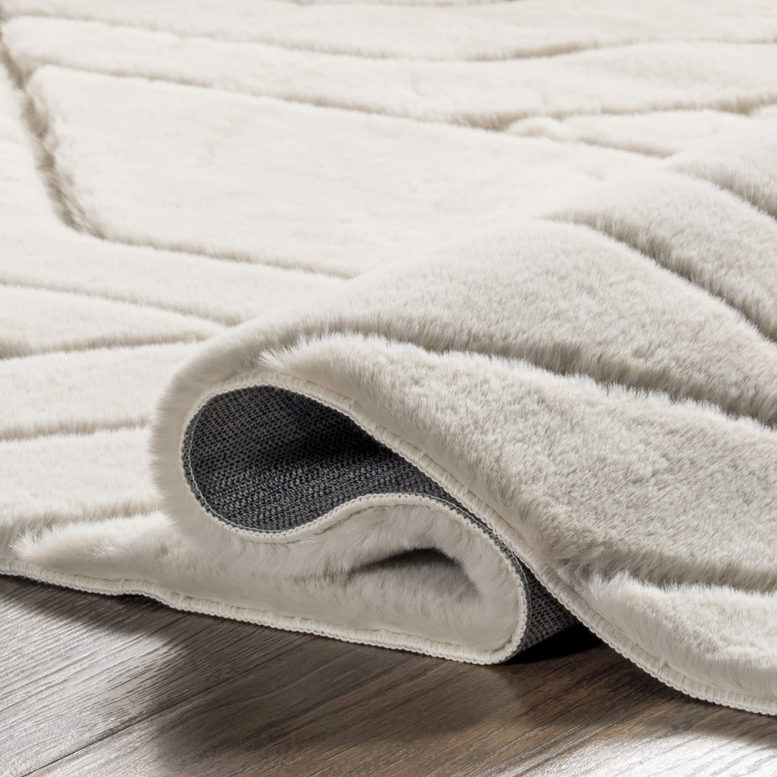 Karalee Geometric Plush Cloud Washable Rug | White - Image 8