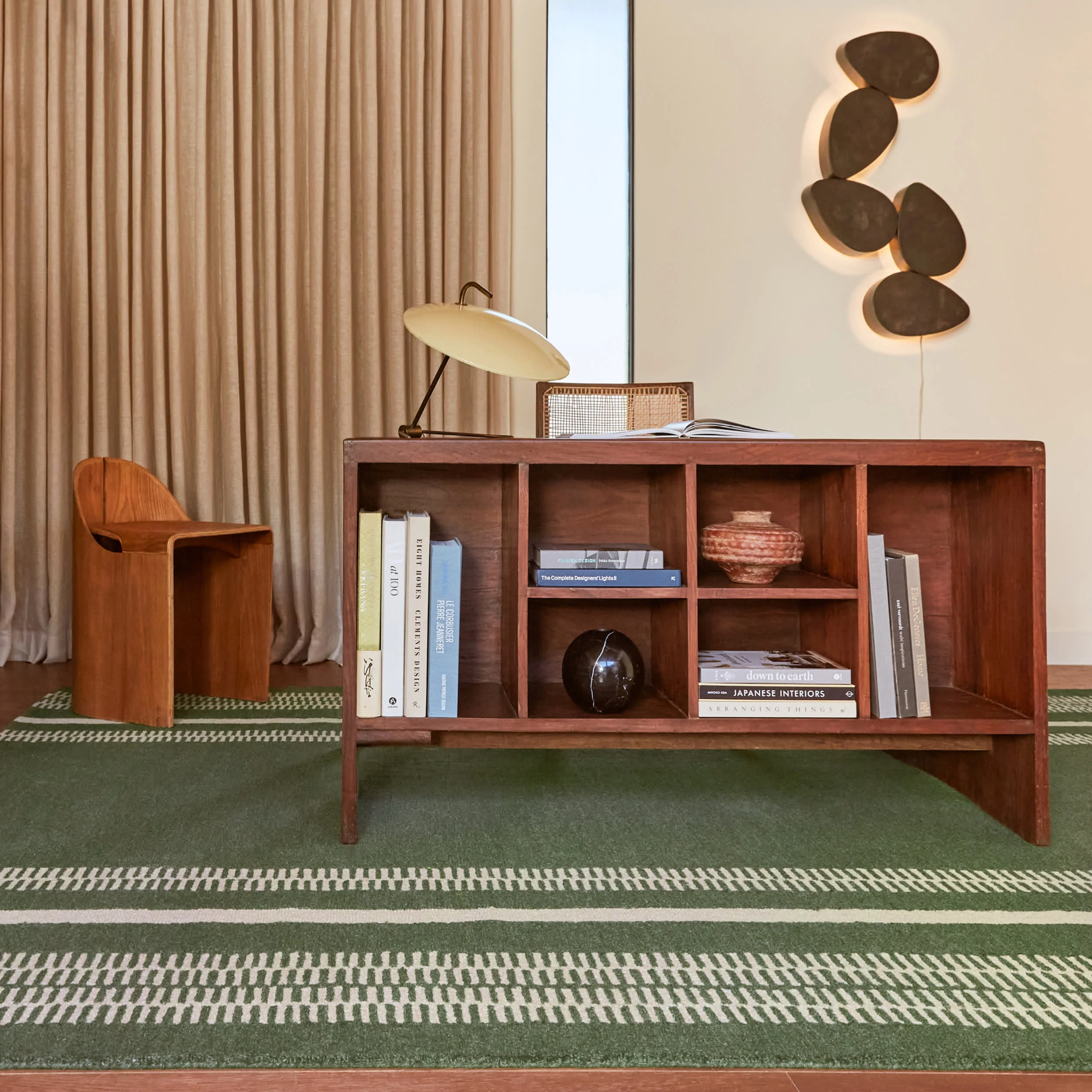 Kari Striped Wool Rug | Dark Green - Image 2