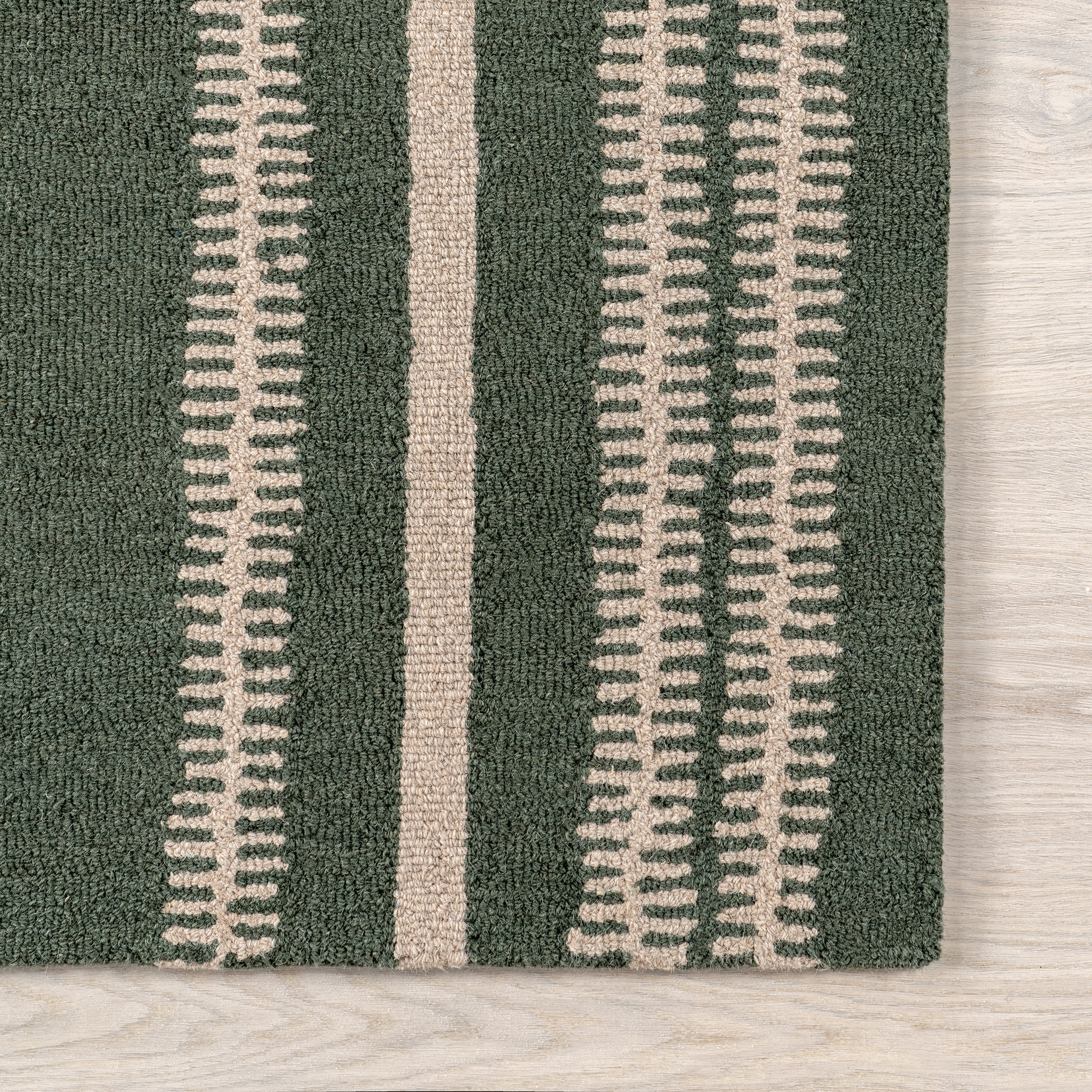 Kari Striped Wool Rug | Dark Green - Image 3