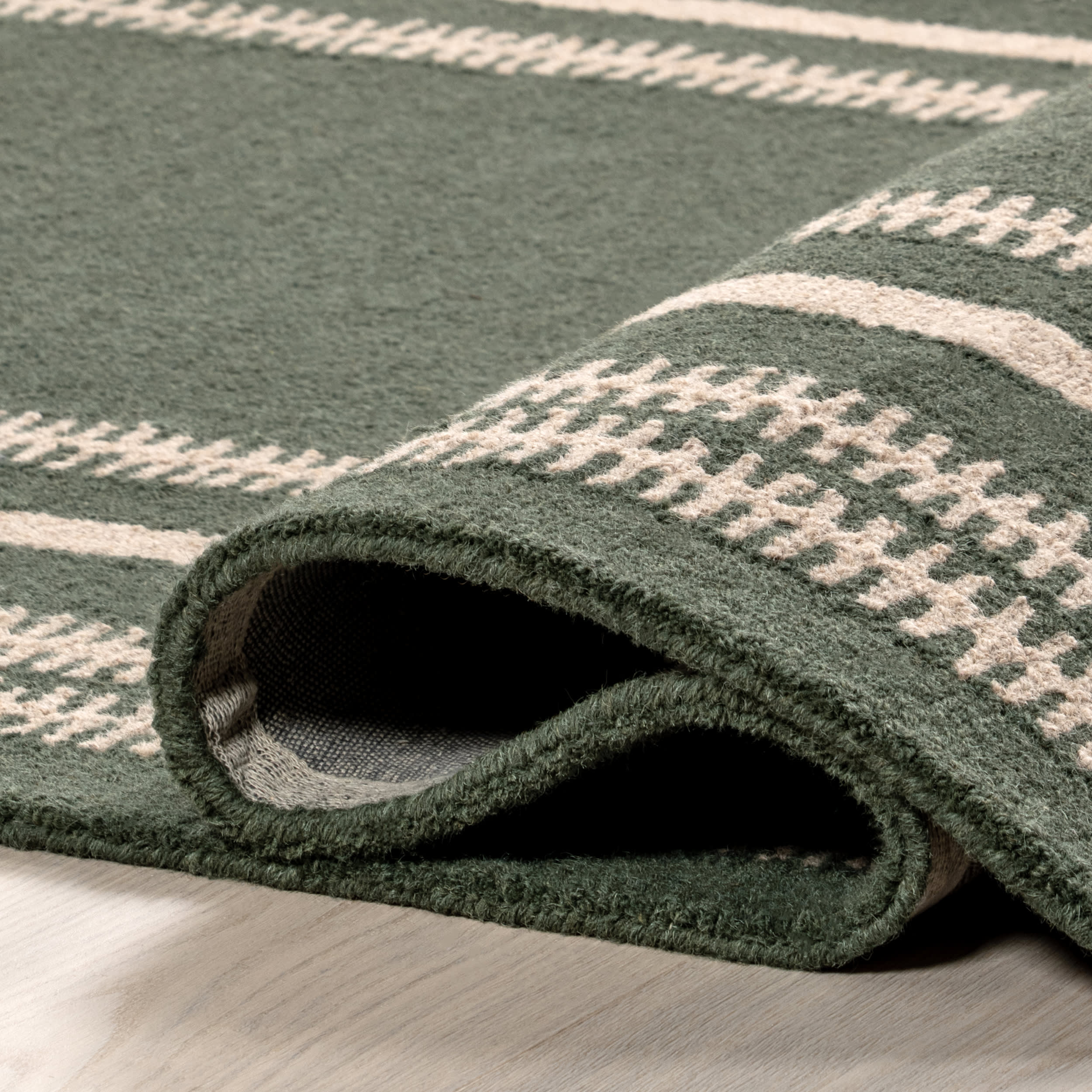 Kari Striped Wool Rug | Dark Green - Image 7