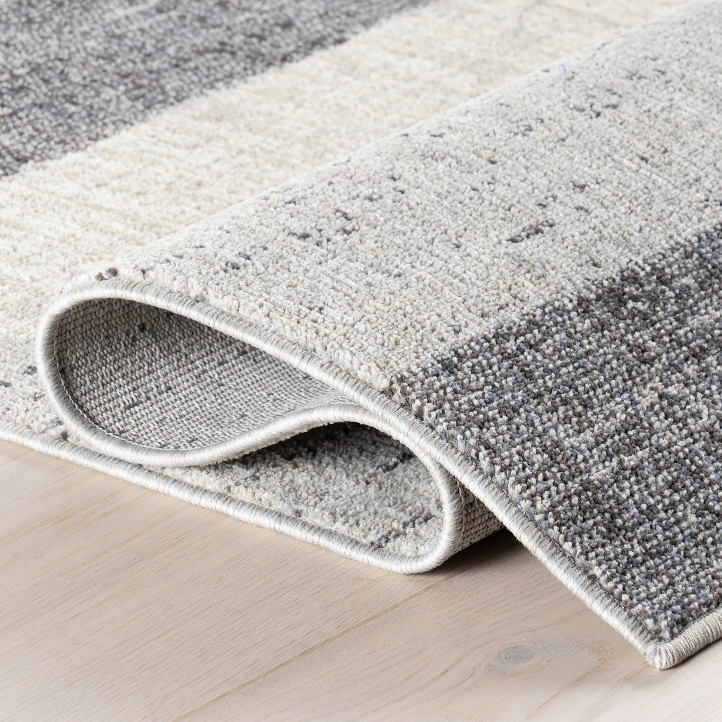 Karter Striped Trapezoid Rug | Light Grey - Image 9
