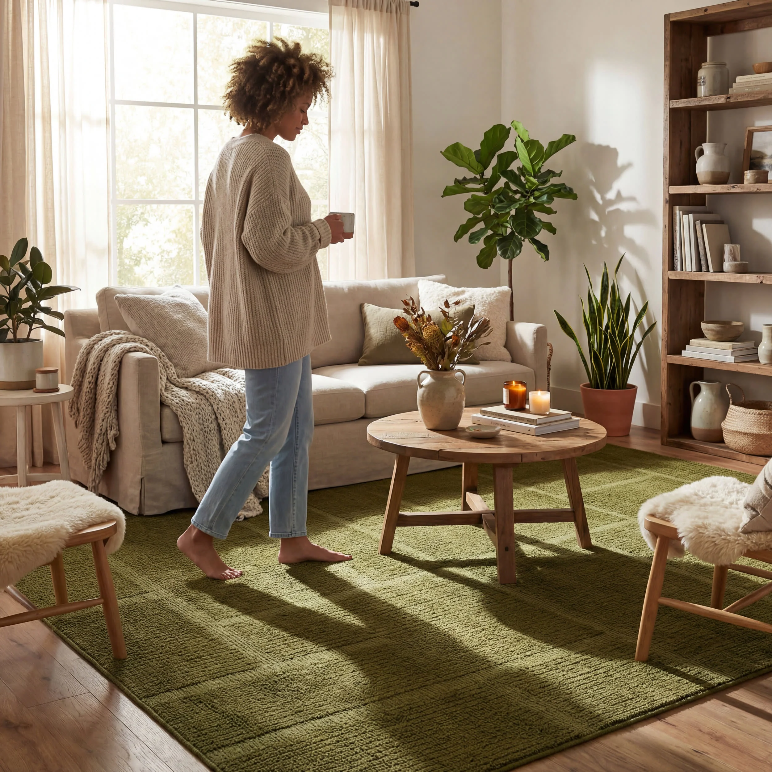 Kary Bohemian Abstract Rug | Green - Image 9