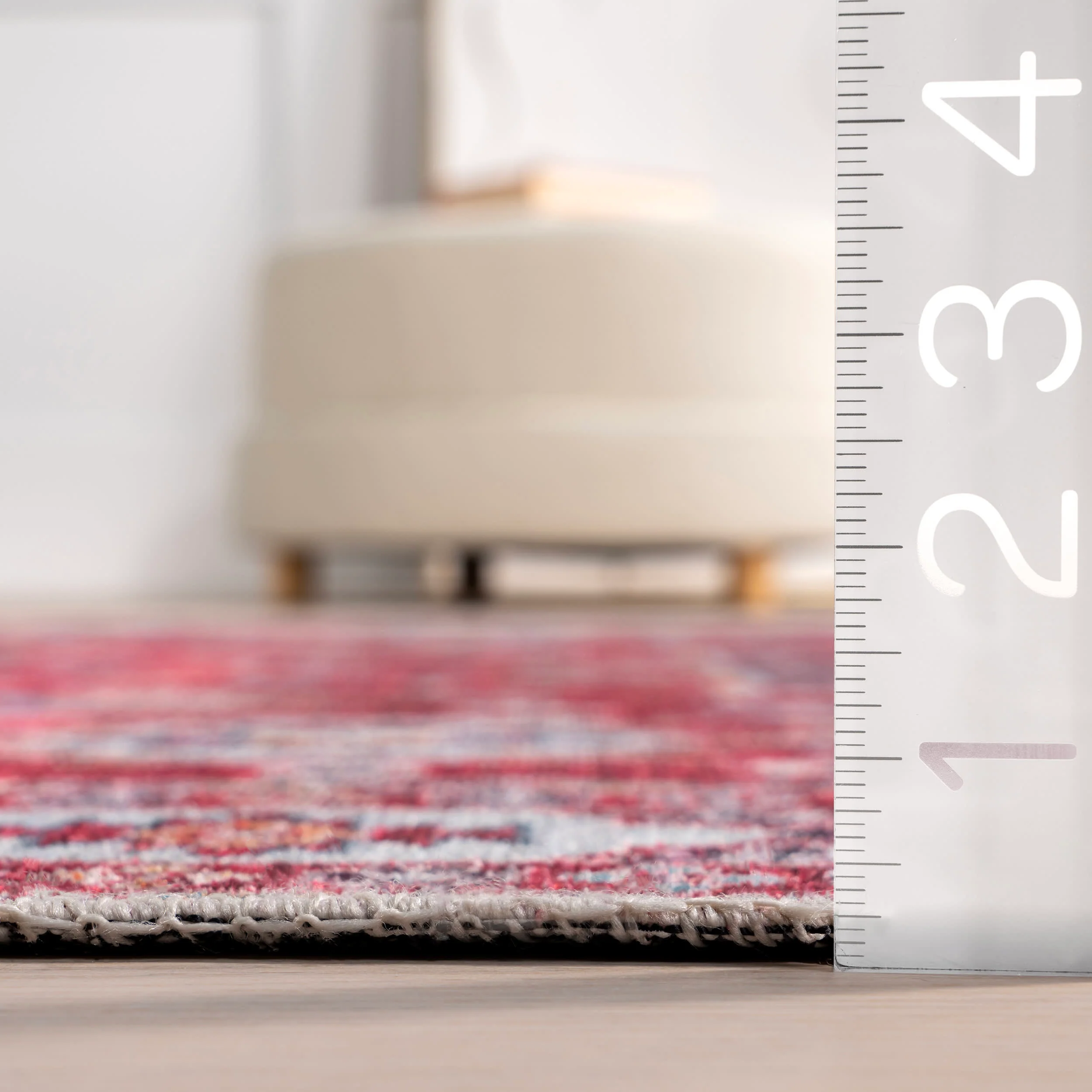 Kaski Medallion Washable Rug | Burgundy - Image 4