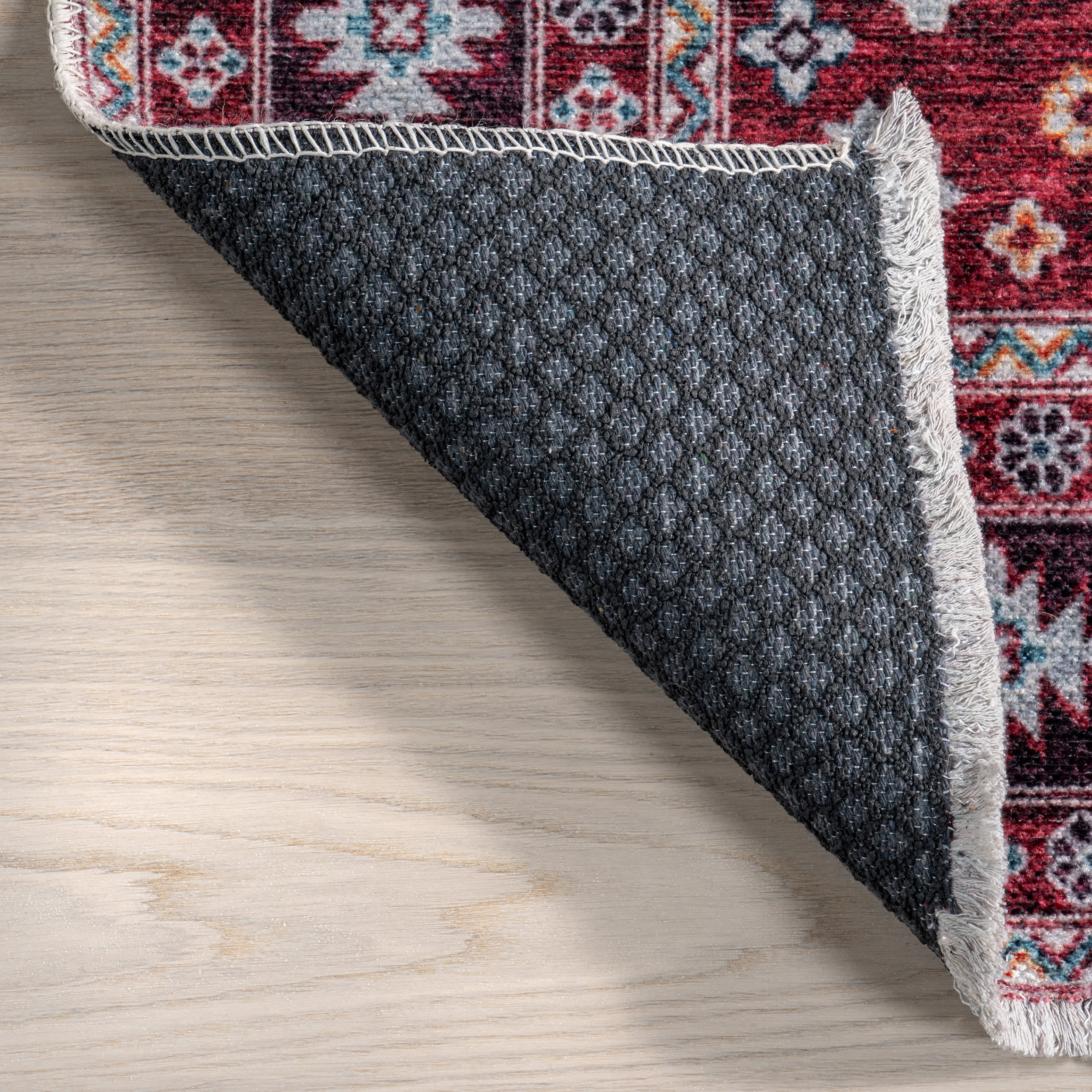 Kaski Medallion Washable Rug | Burgundy - Image 5