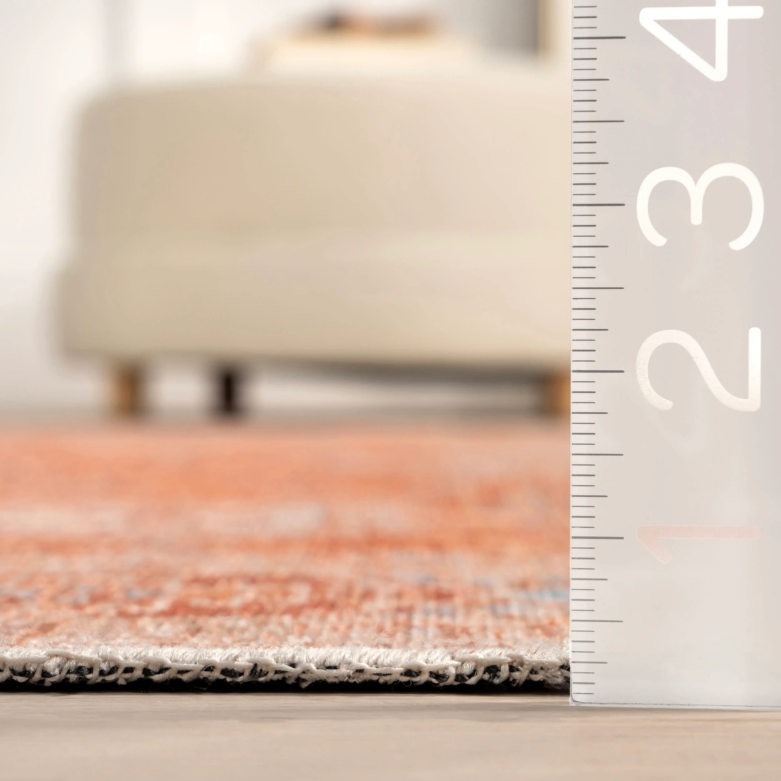 Kaski Medallion Washable Rug | Peach - Image 4