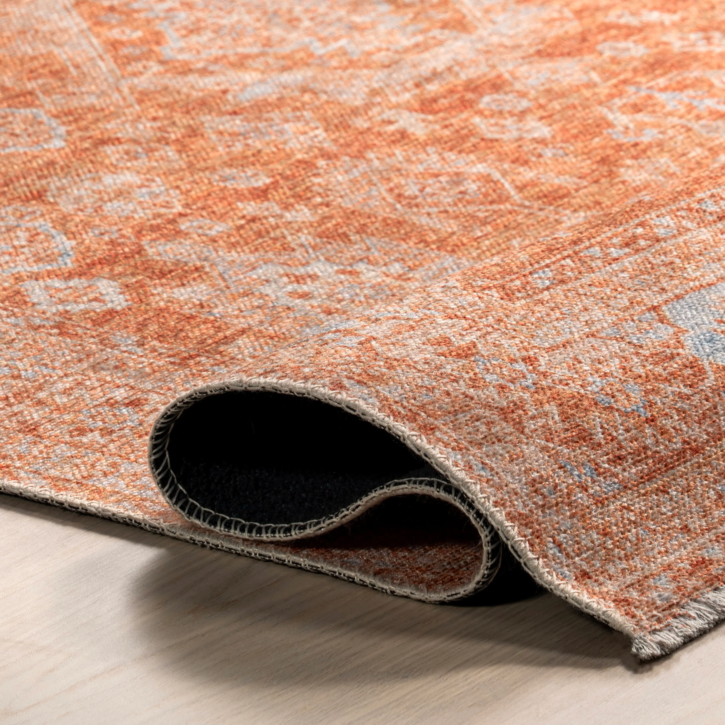 Kaski Medallion Washable Rug | Peach - Image 7
