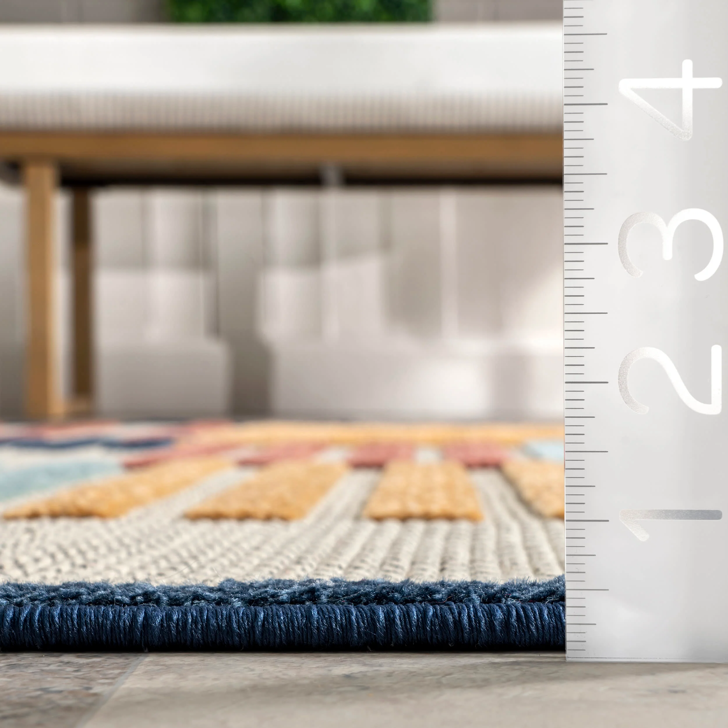 Kassidy High-Low Striped Indoor/Outdoor Rug | Blue Multicolor - Image 5