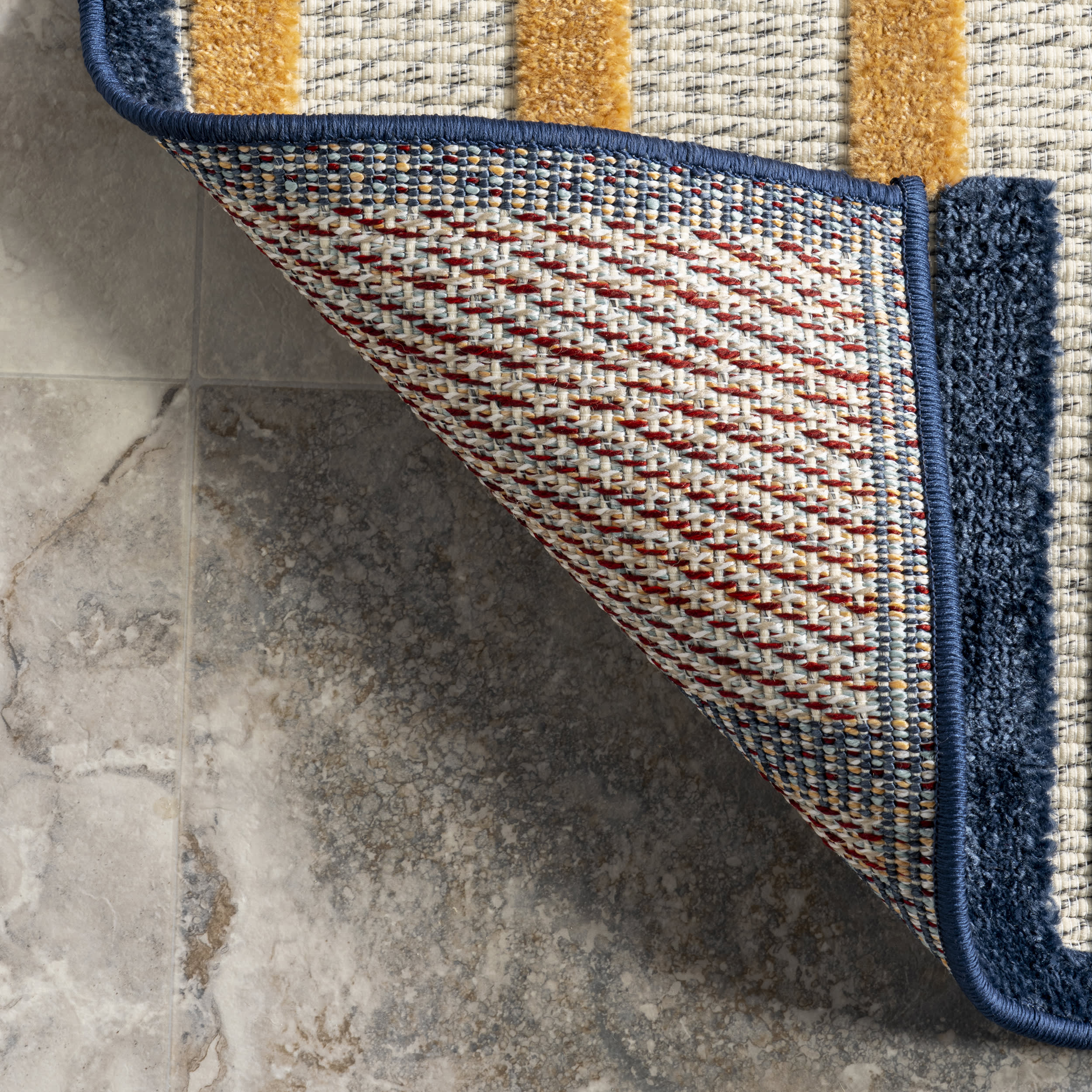 Kassidy High-Low Striped Indoor/Outdoor Rug | Blue Multicolor - Image 6
