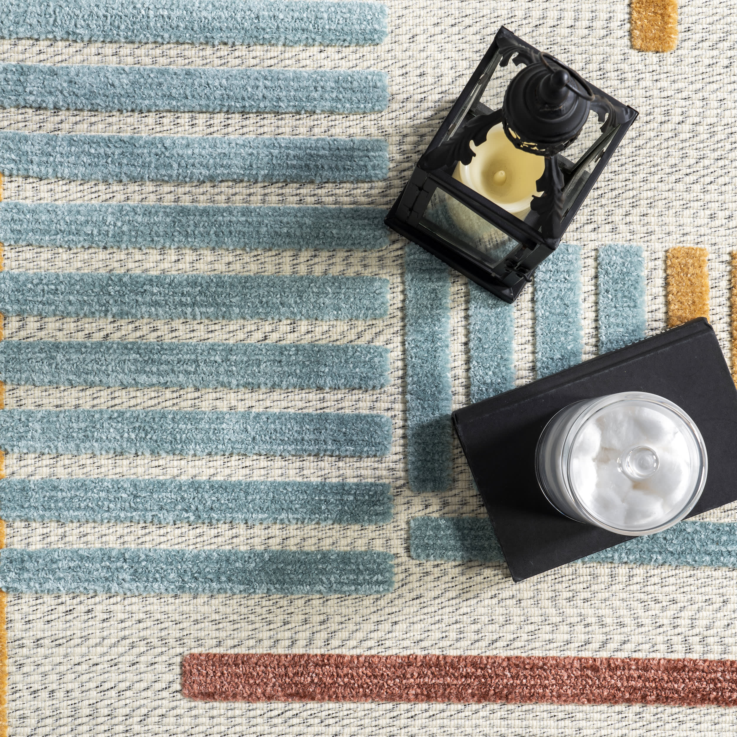 Kassidy High-Low Striped Indoor/Outdoor Rug | Blue Multicolor - Image 7