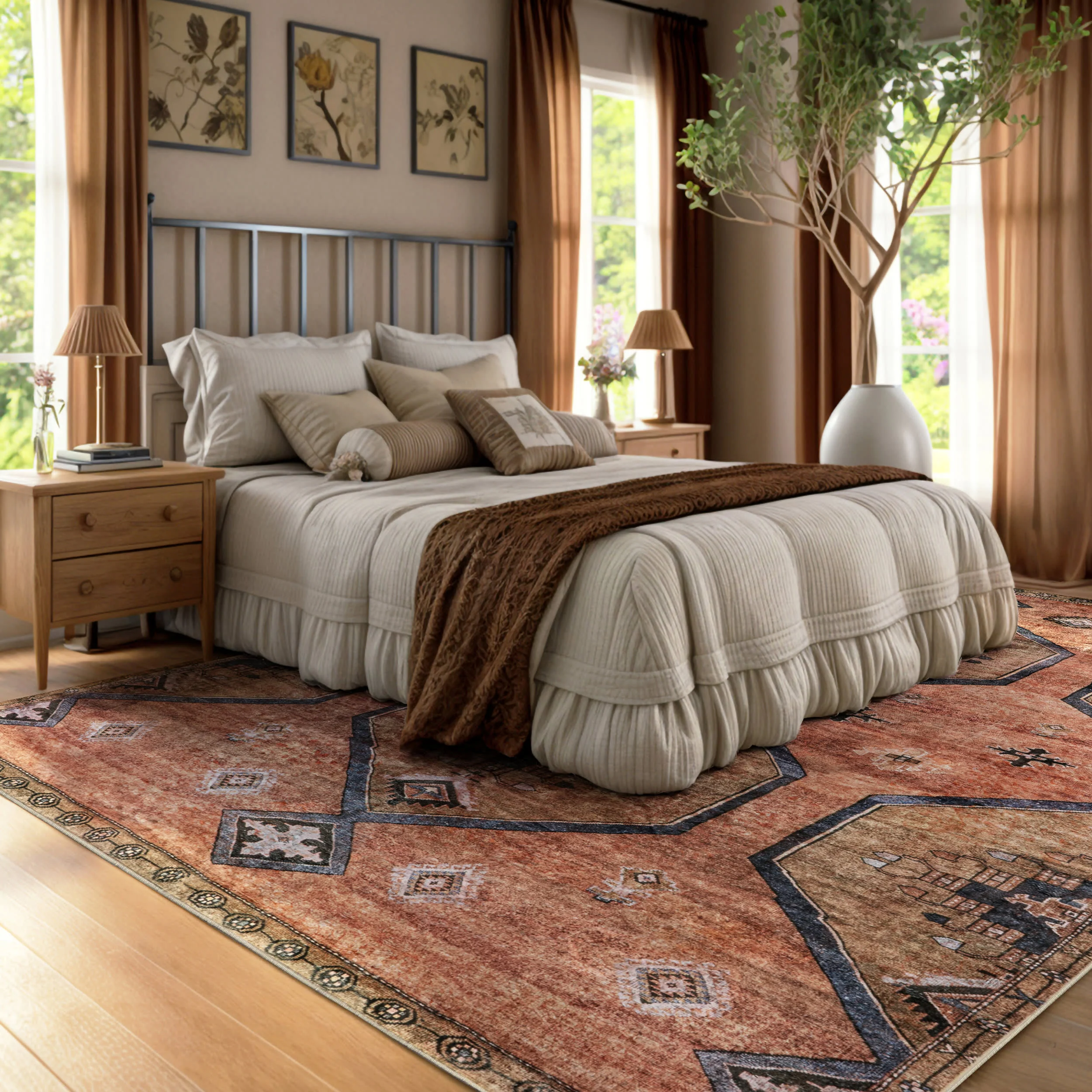 Katana Collage Washable Rug | Rust - Image 2