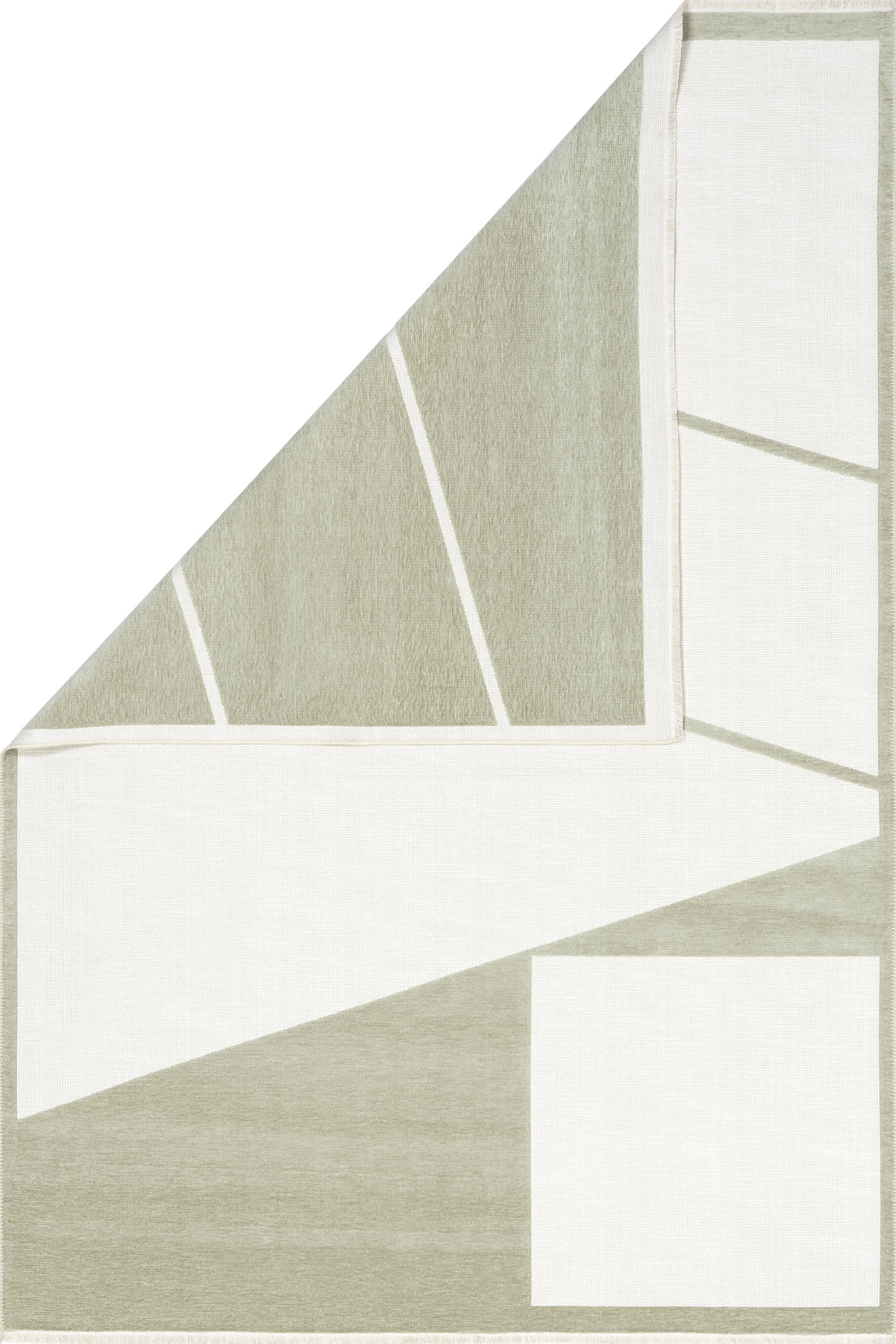 Katherine Geometric Fringed Reversible Washable Rug | Green - Image 5