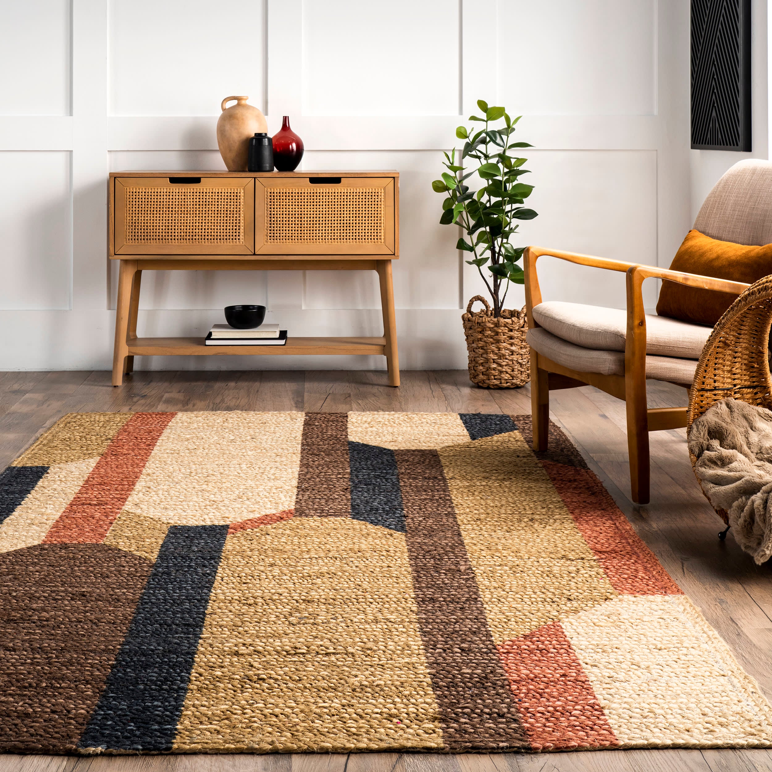 Kathy Jute Banded Rug | Multicolor - Image 4