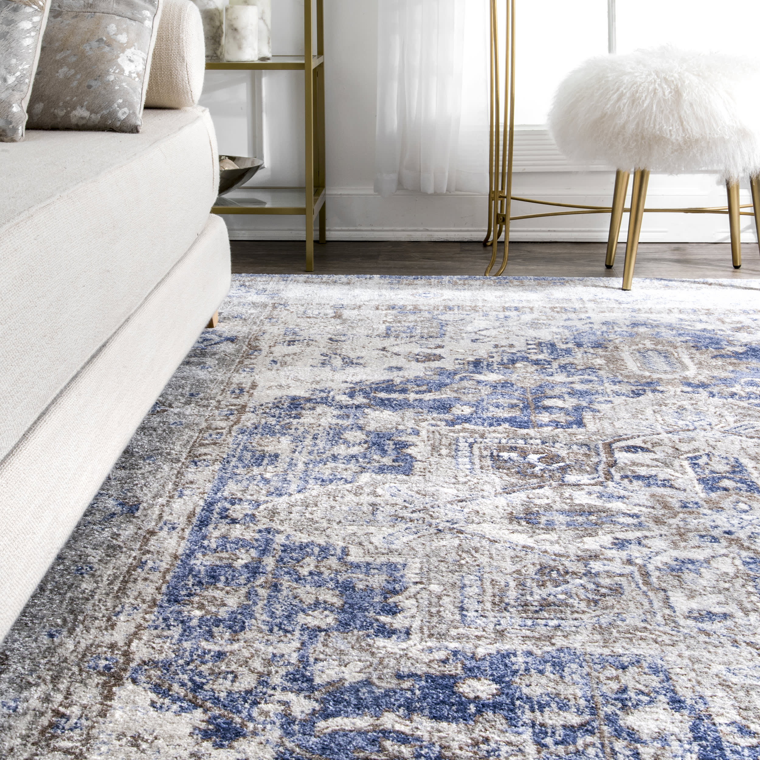 Katrina Blooming Rosette Rug | Blue - Image 4
