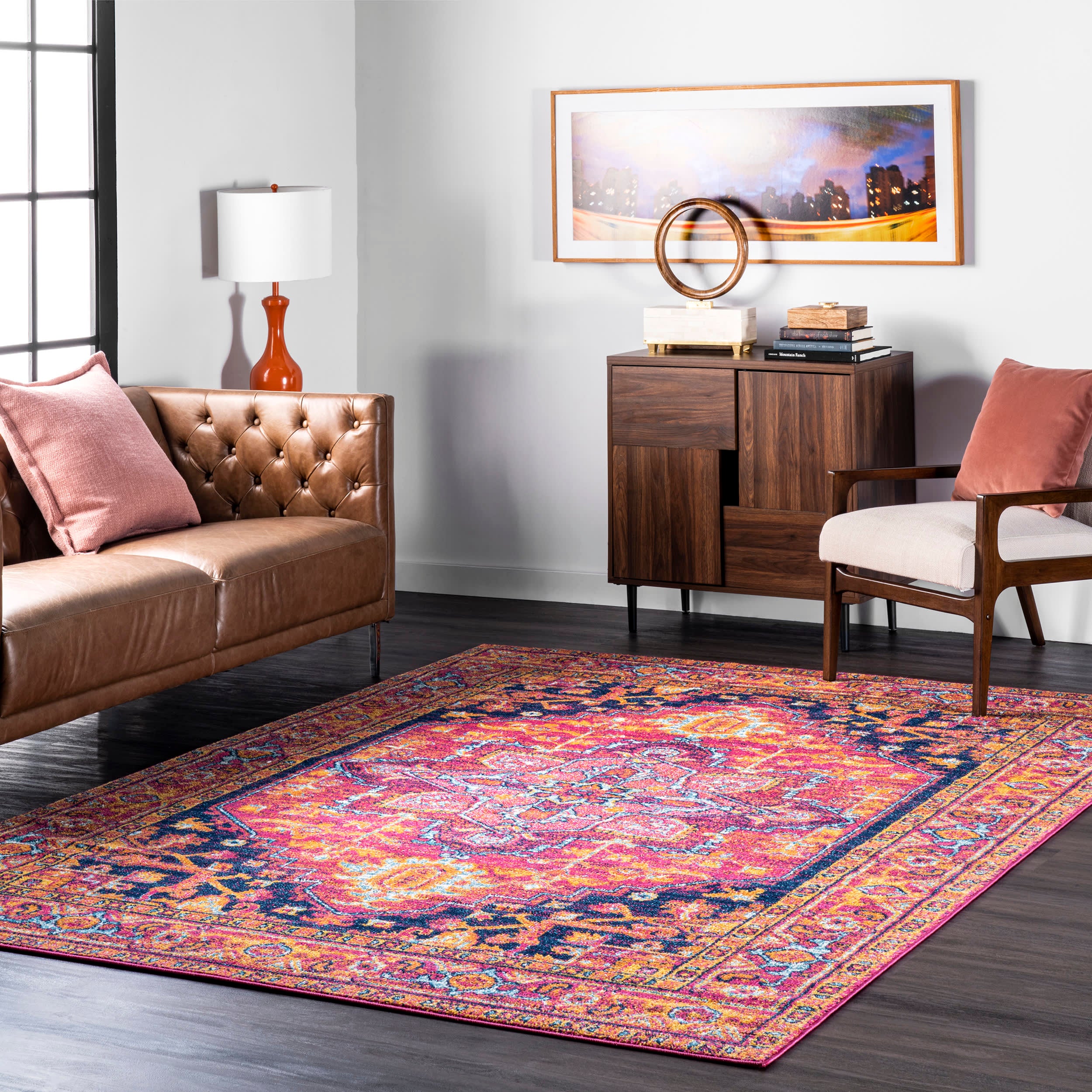 Katrina Blooming Rosette Rug | Hot Pink - Image 2