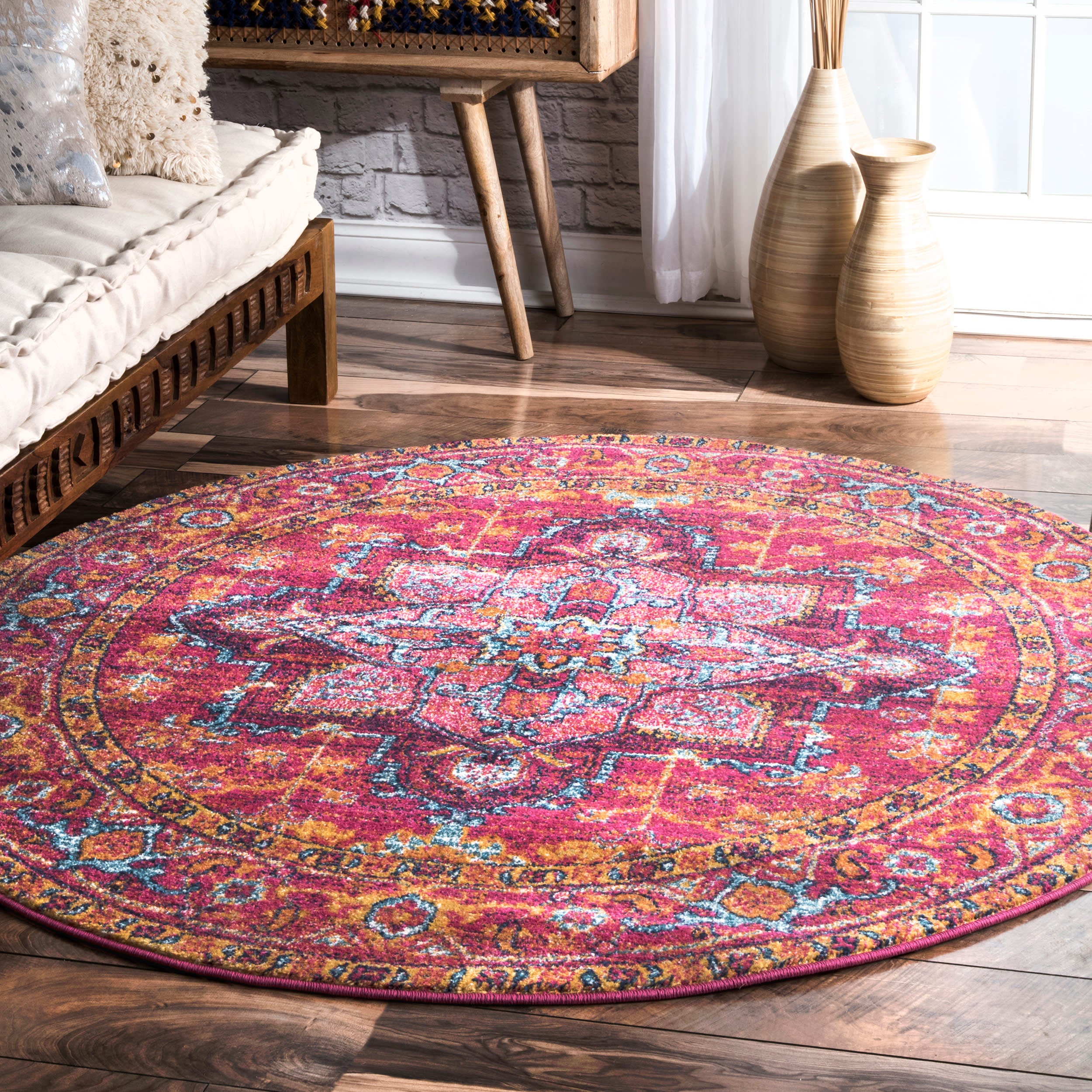 Katrina Blooming Rosette Rug | Hot Pink - Image 2