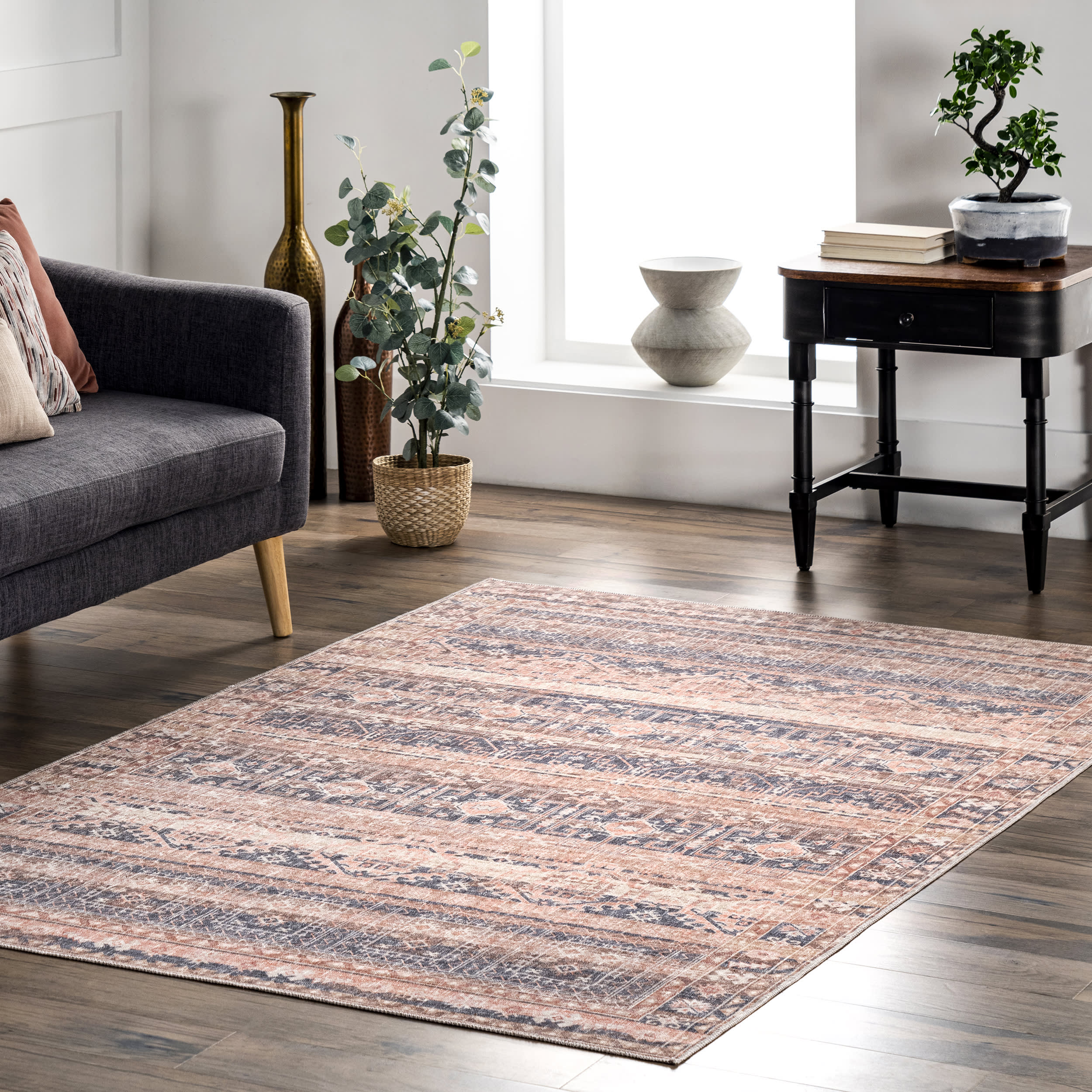 Katrina Washable Distressed Rug | Grey - Image 2