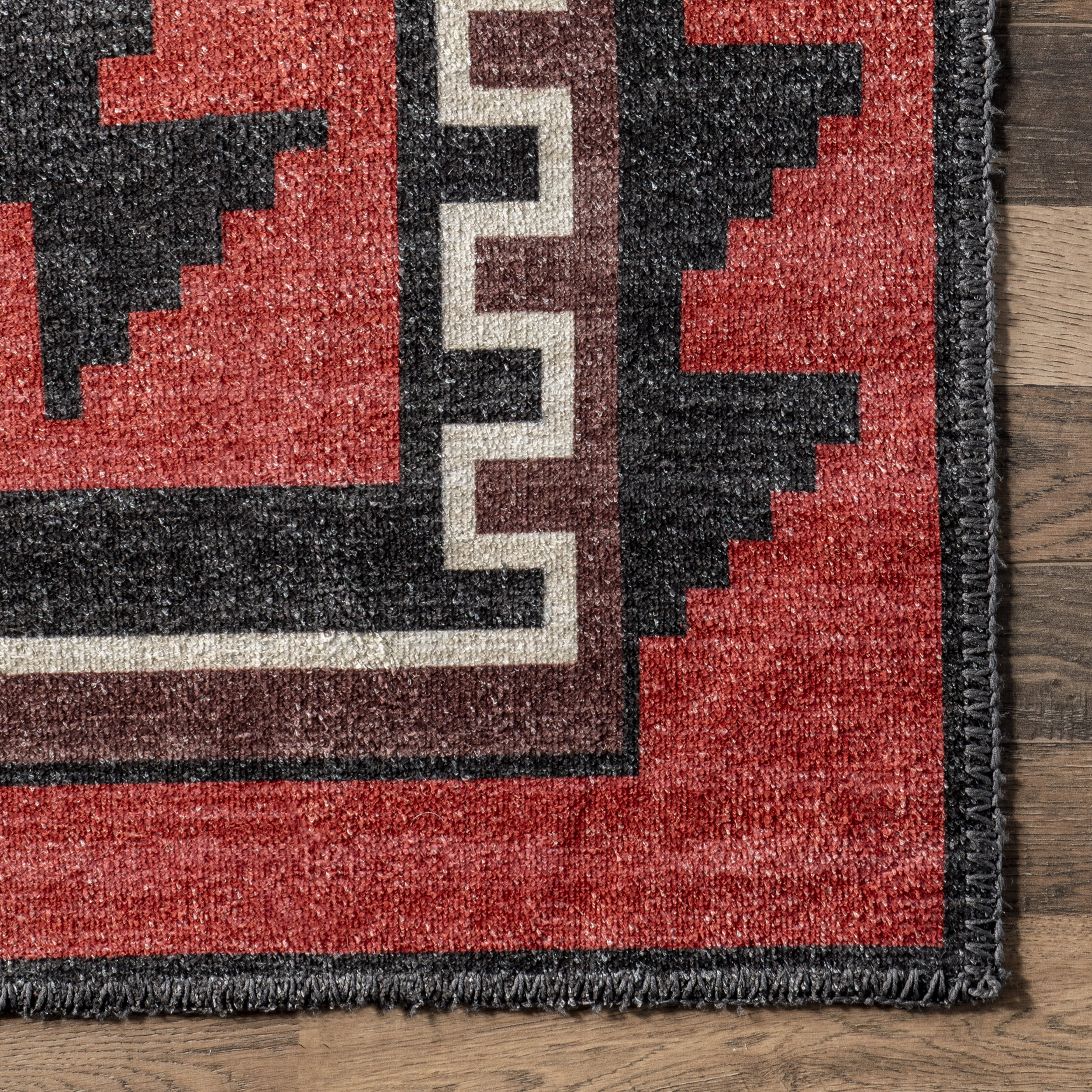 Katy Washable Bold Shapes Rug | Red - Image 3