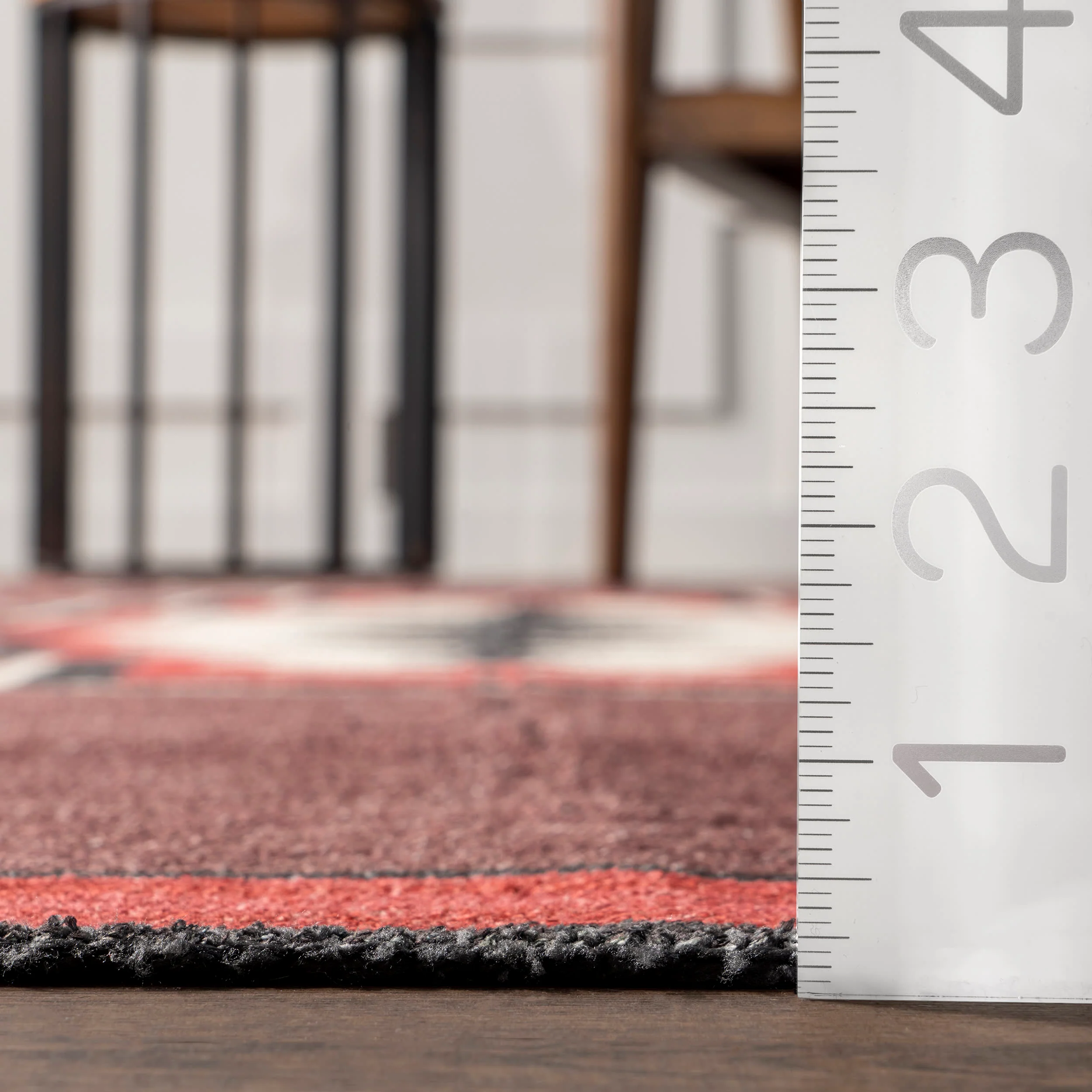 Katy Washable Bold Shapes Rug | Red - Image 5