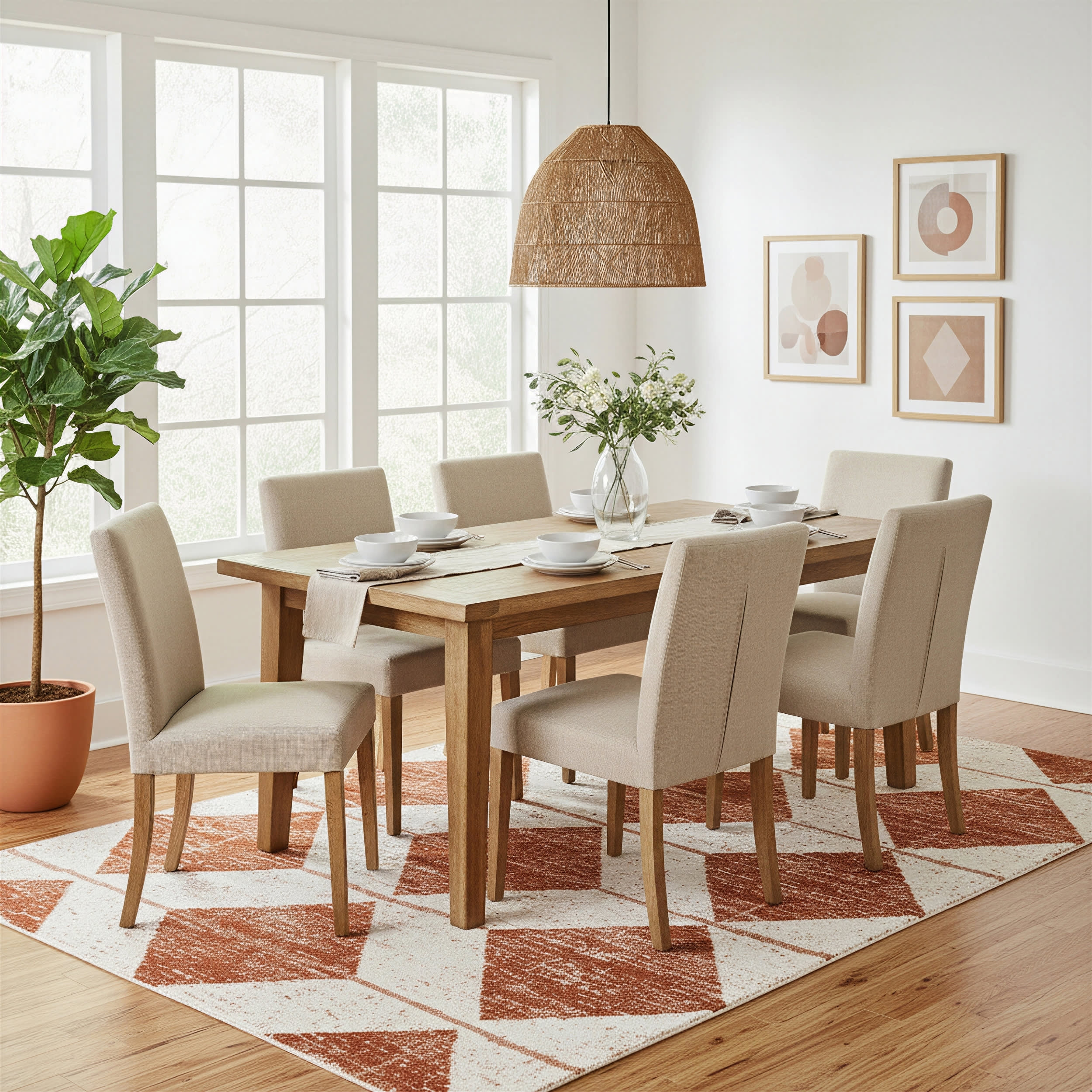 Kaydence Striped Diamonds Rug | Brick - Image 10