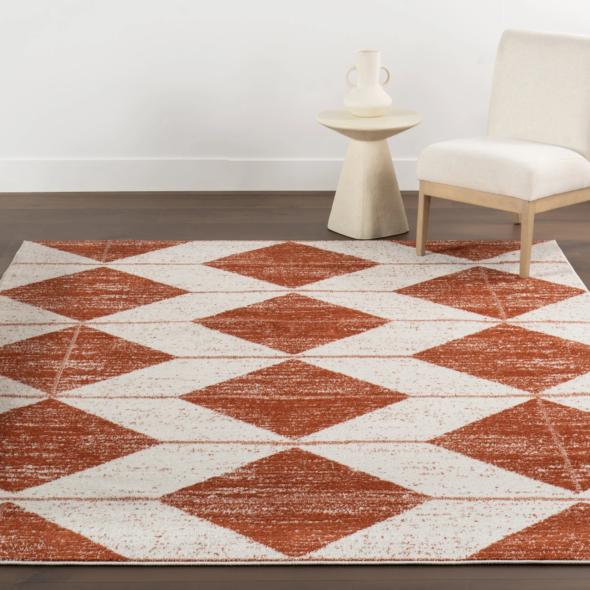 Kaydence Striped Diamonds Rug | Brick - Image 5