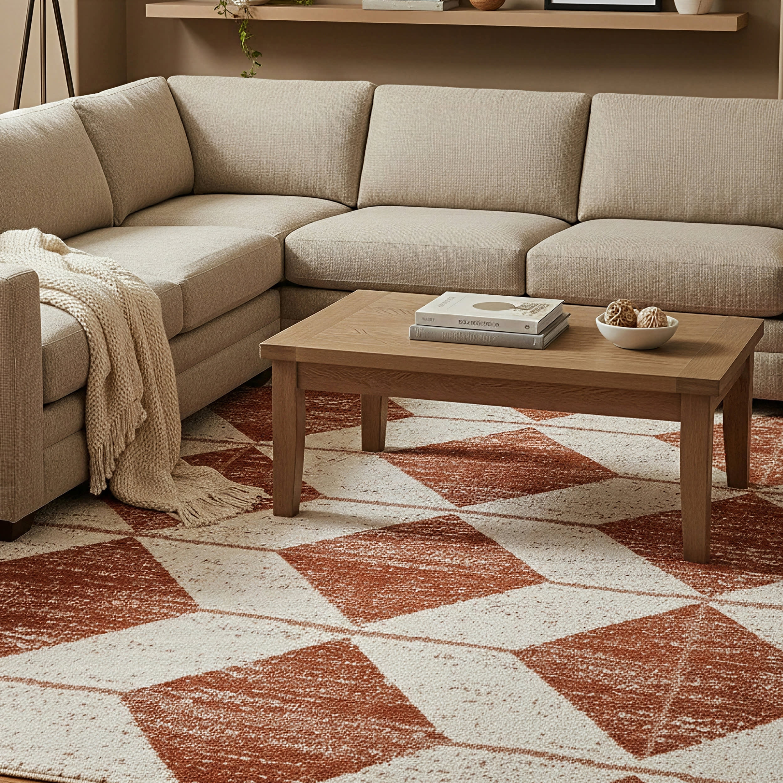 Kaydence Striped Diamonds Rug | Brick - Image 7