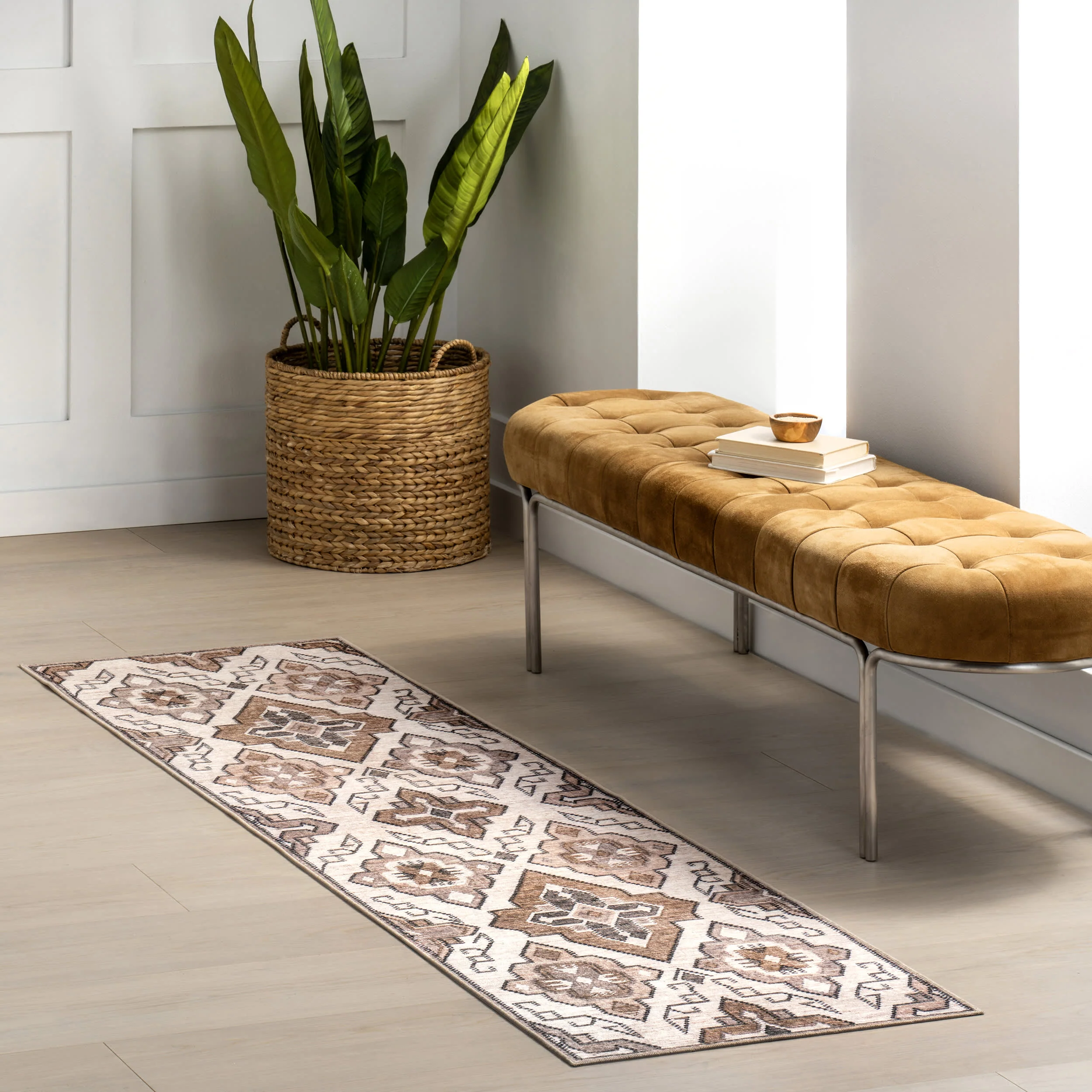 Keily Medallion Spill Proof Washable Rug | Ivory - Image 2