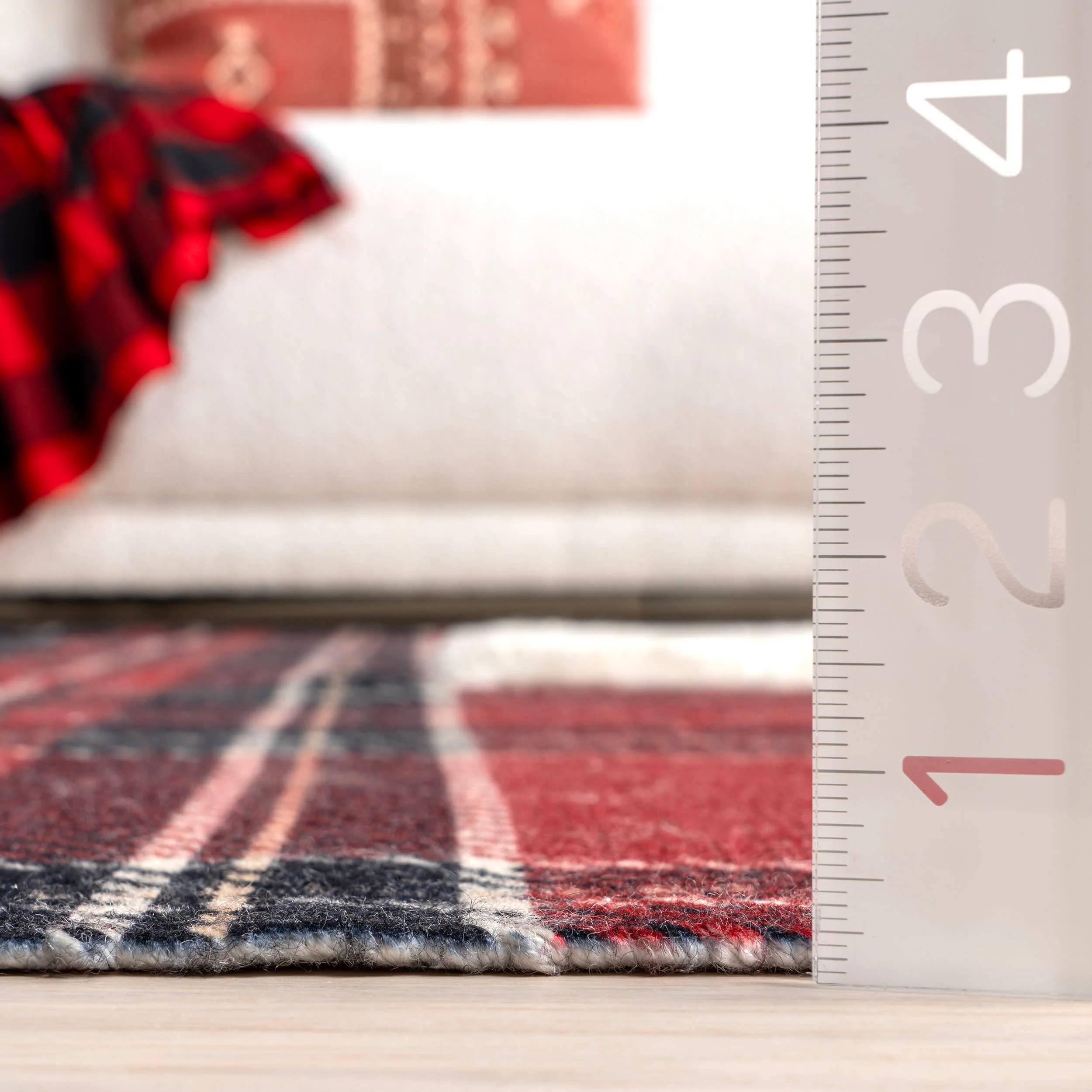 Keira Checkered Plaid Rug | Red - Image 5