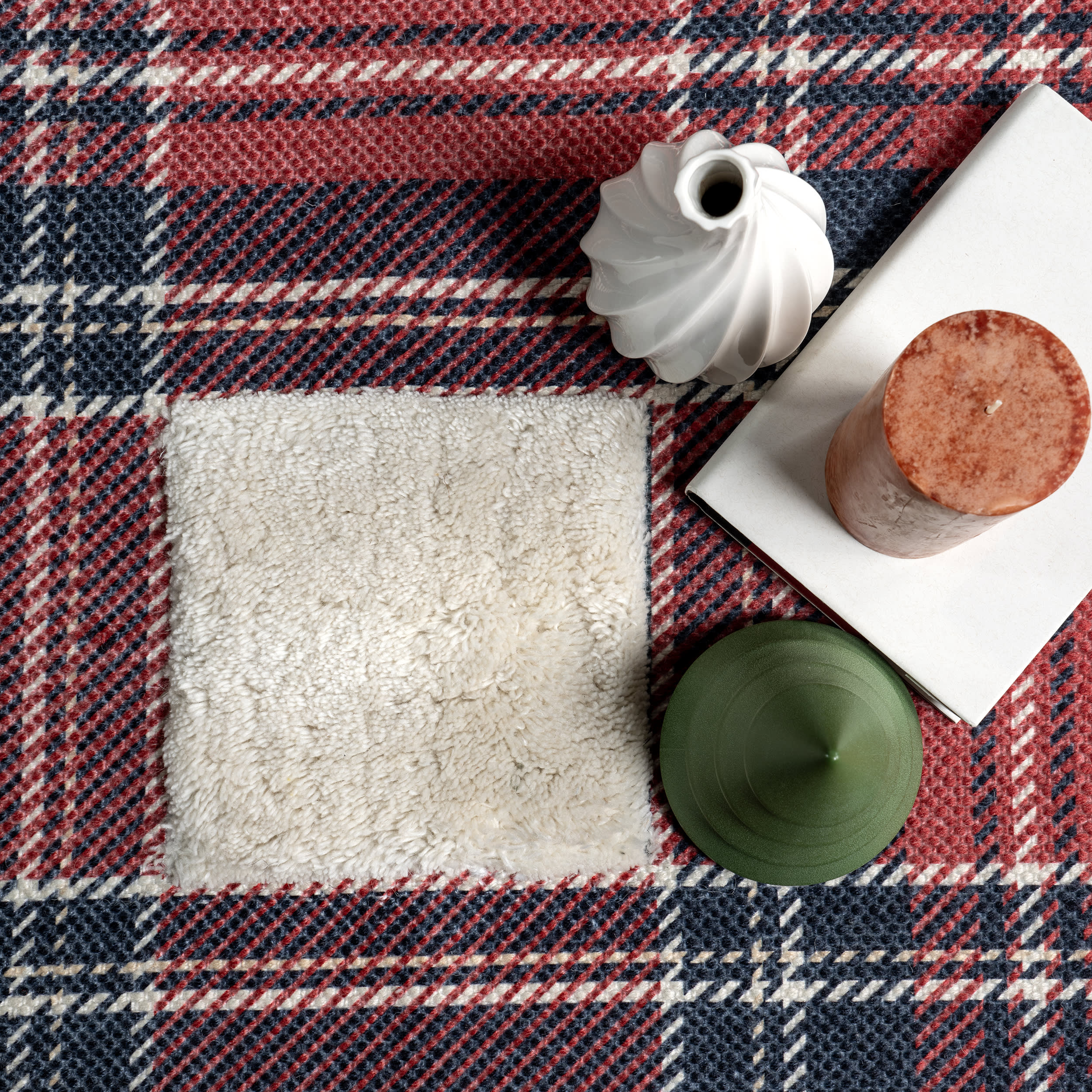 Keira Checkered Plaid Rug | Red - Image 7