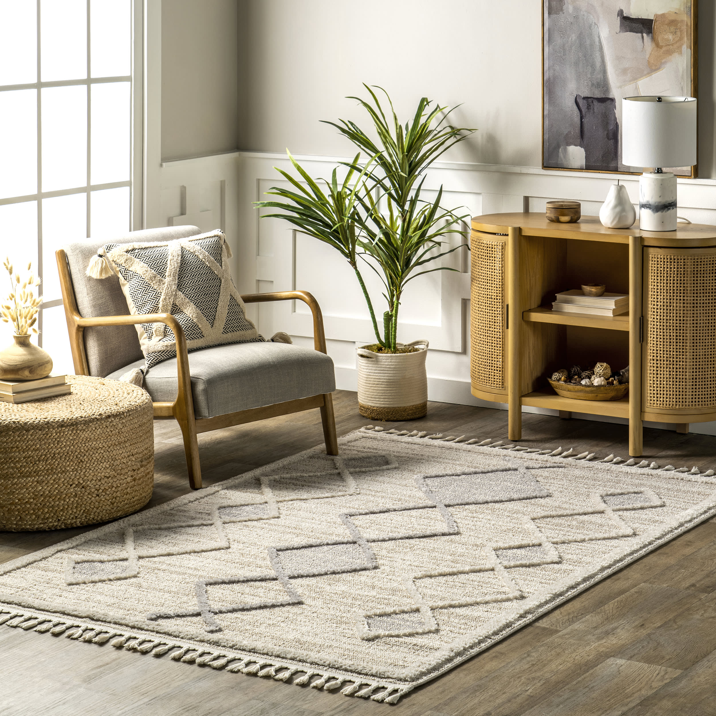 Kelsey Moroccan Raised Rug | Beige - Image 2