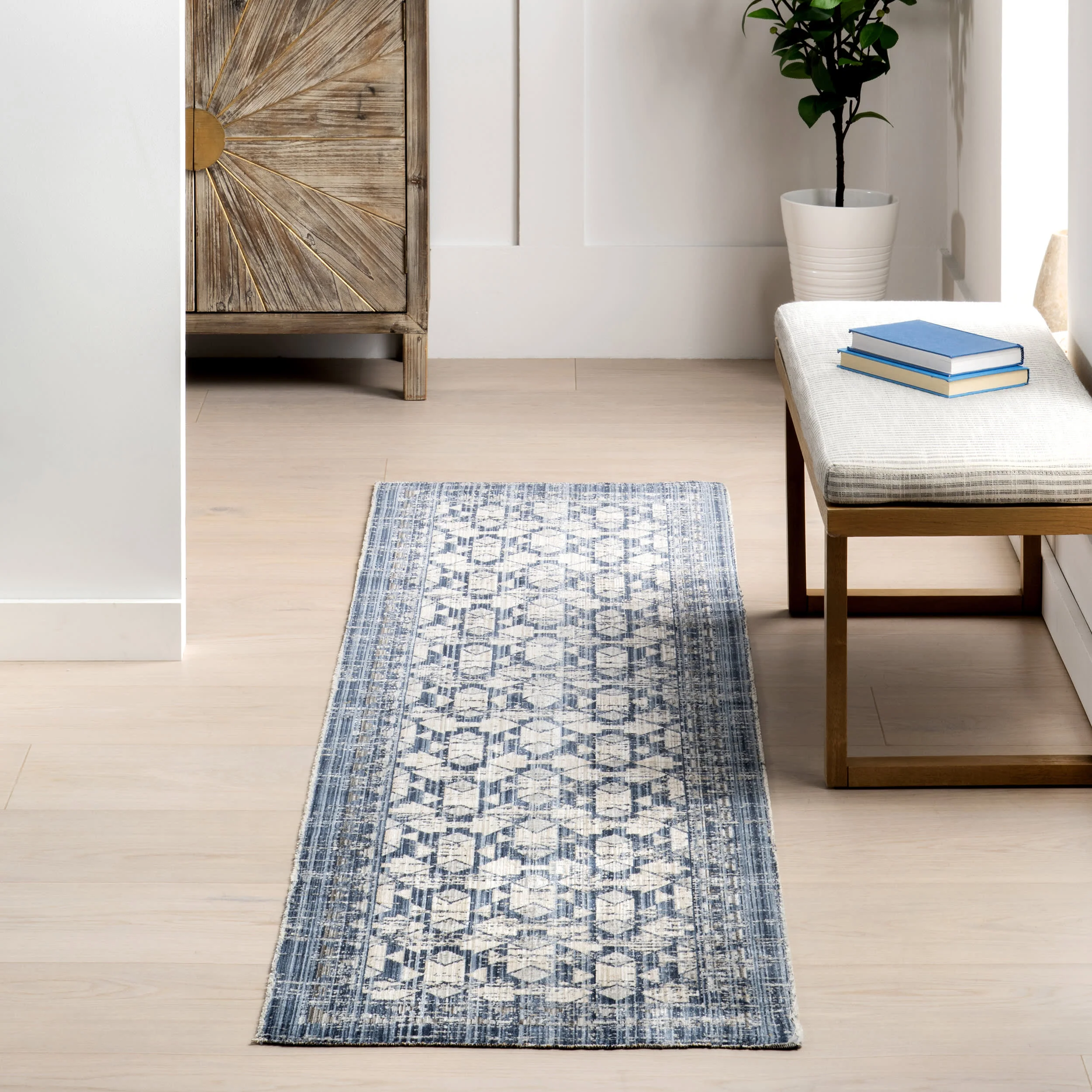 Kelsie Kaleidoscope Washable Indoor/Outdoor Rug | Blue - Image 2
